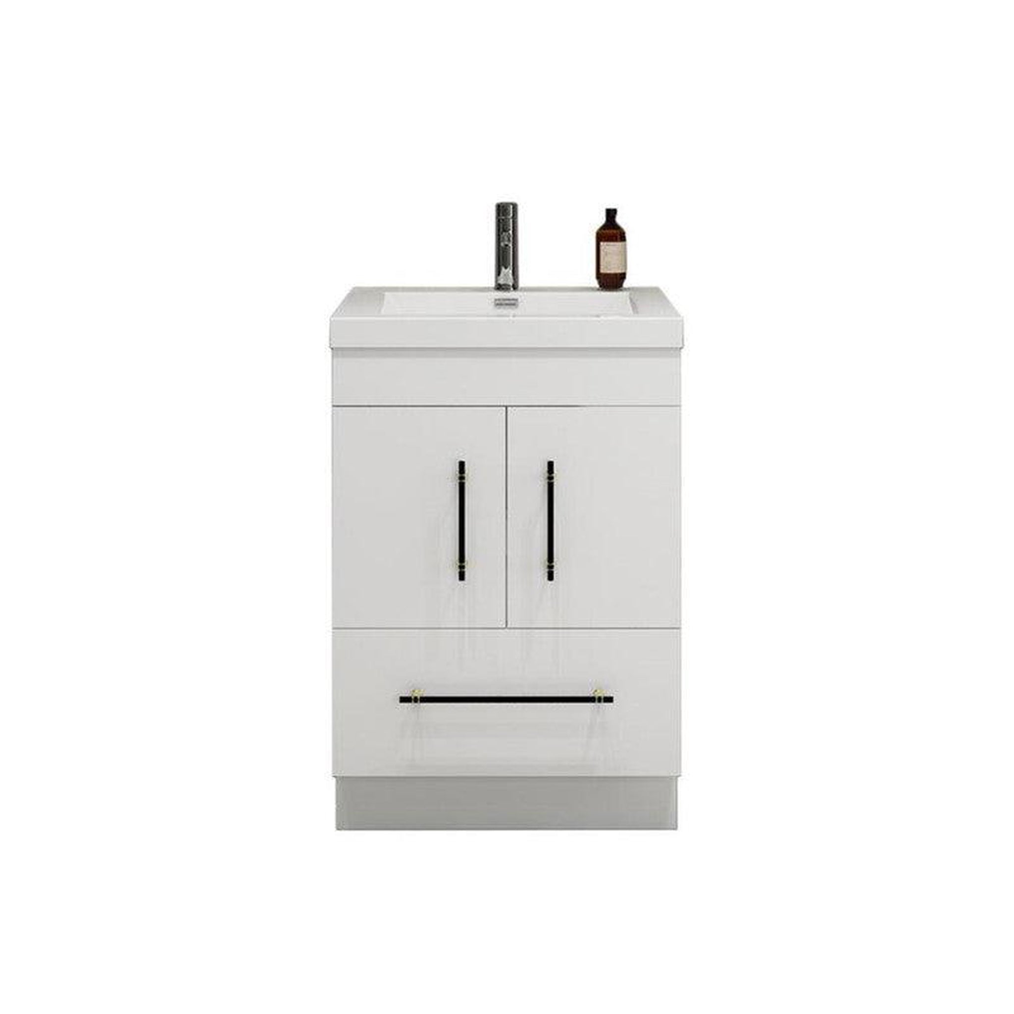 Moreno Bath, Moreno Bath ELSA 24" High Gloss White Freestanding Vanity With Single Reinforced White Acrylic Sink