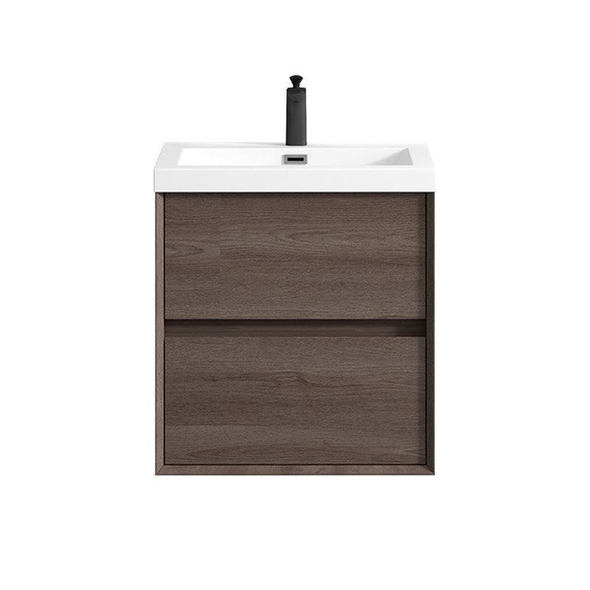 Moreno Bath, Moreno Bath Kingdee 24" Red Oak Wall-Mounted Vanity With Single Reinforced White Acrylic Sink