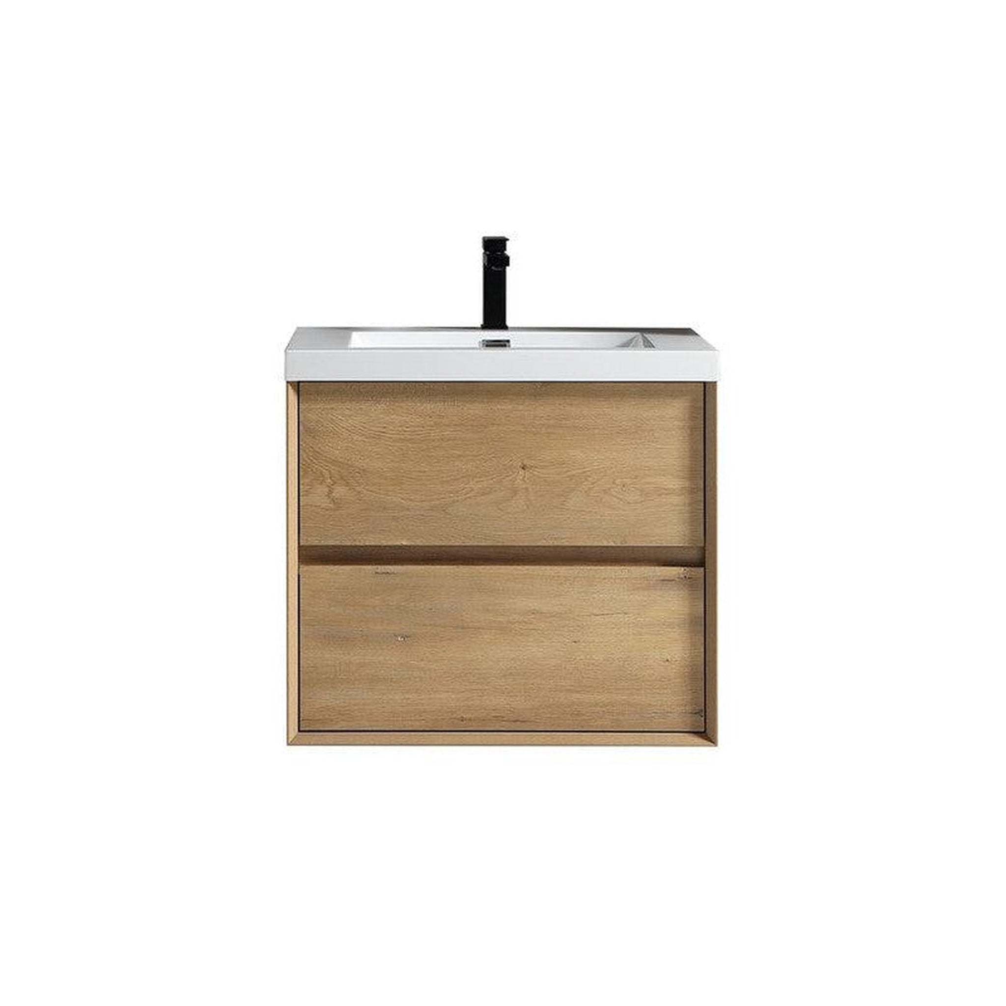 Moreno Bath, Moreno Bath Kingdee 24" White Oak Wall-Mounted Vanity With Single Reinforced White Acrylic Sink