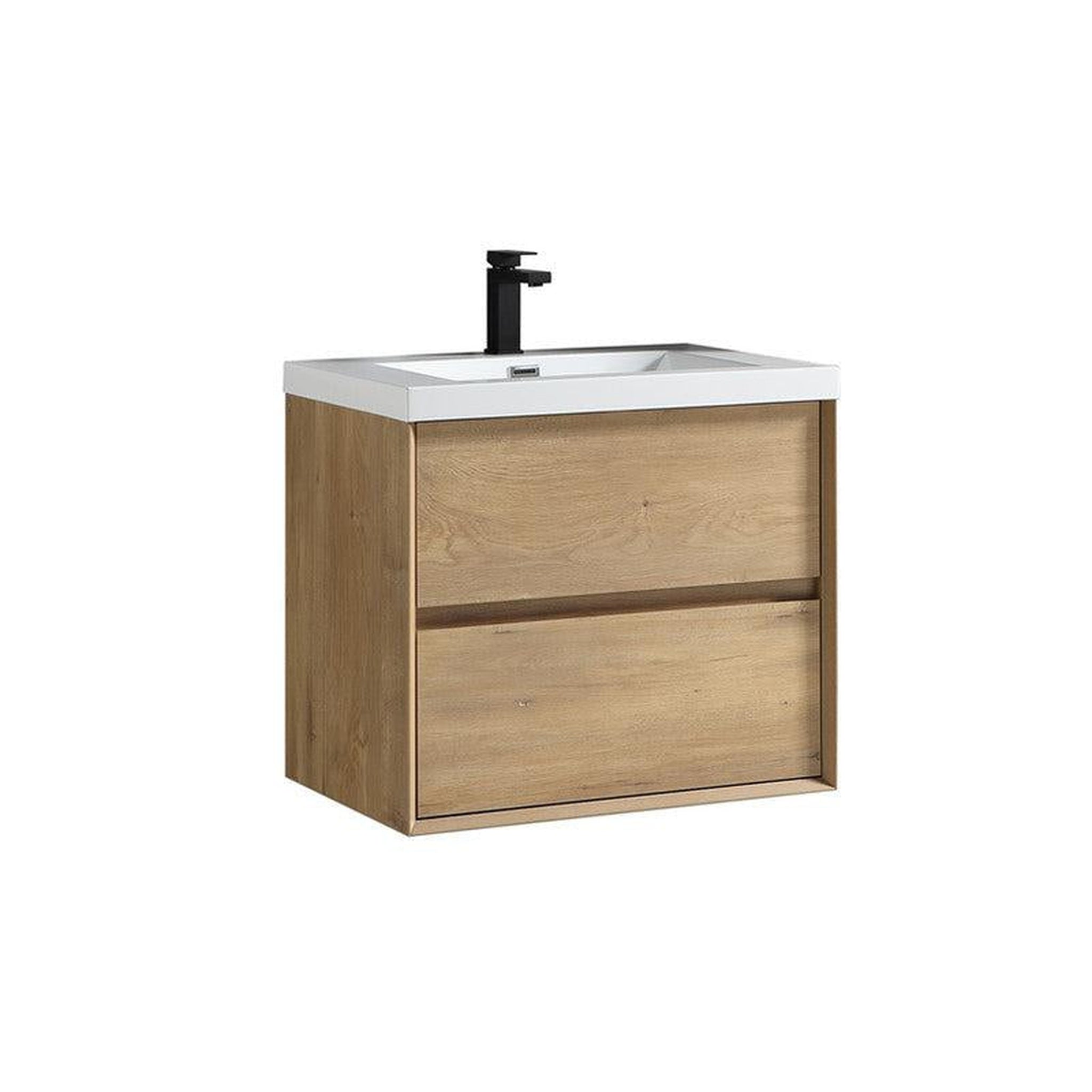 Moreno Bath, Moreno Bath Kingdee 24" White Oak Wall-Mounted Vanity With Single Reinforced White Acrylic Sink