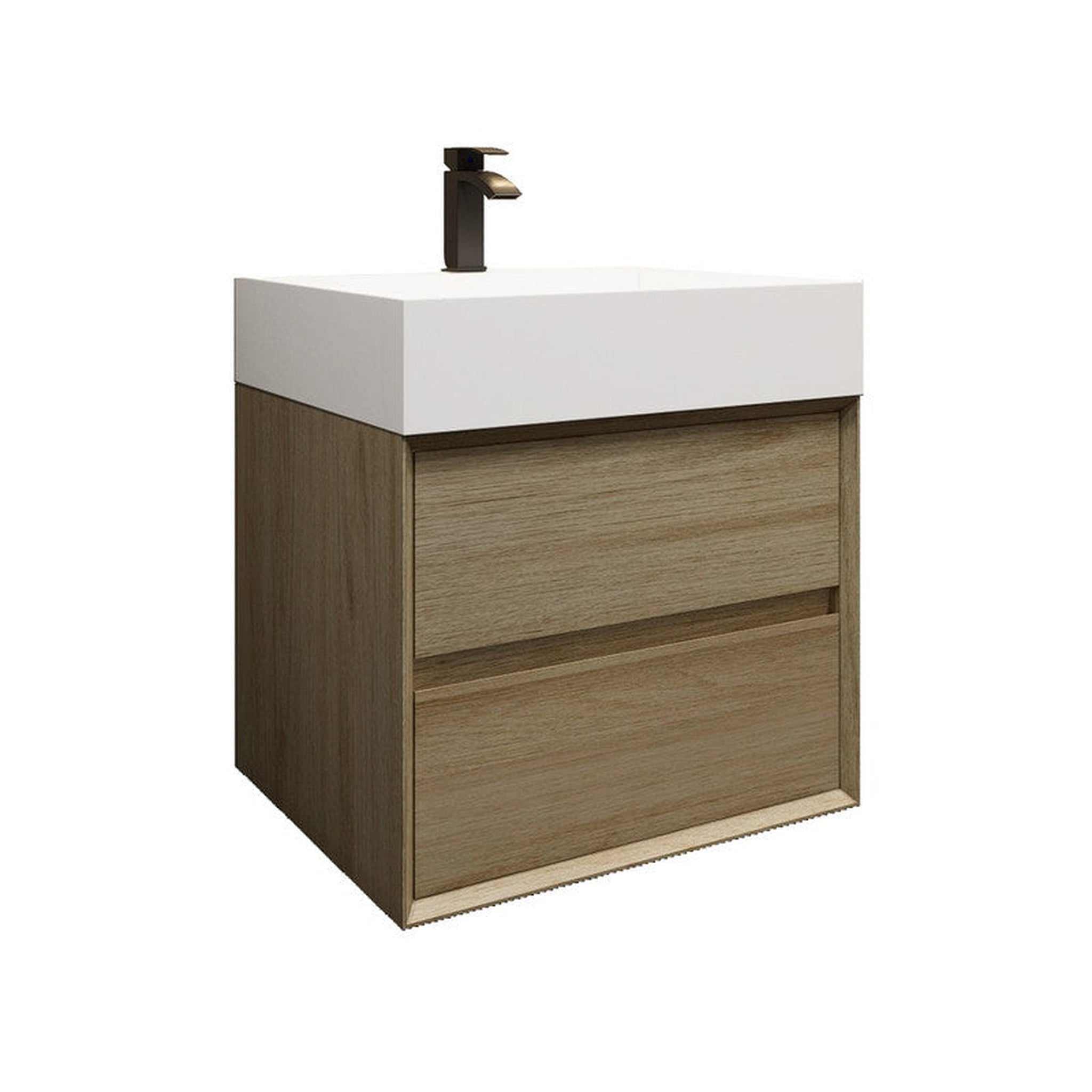 Moreno Bath, Moreno Bath MAX 24" Coffee Wood Wall-Mounted Vanity With Single Reinforced White Acrylic Sink