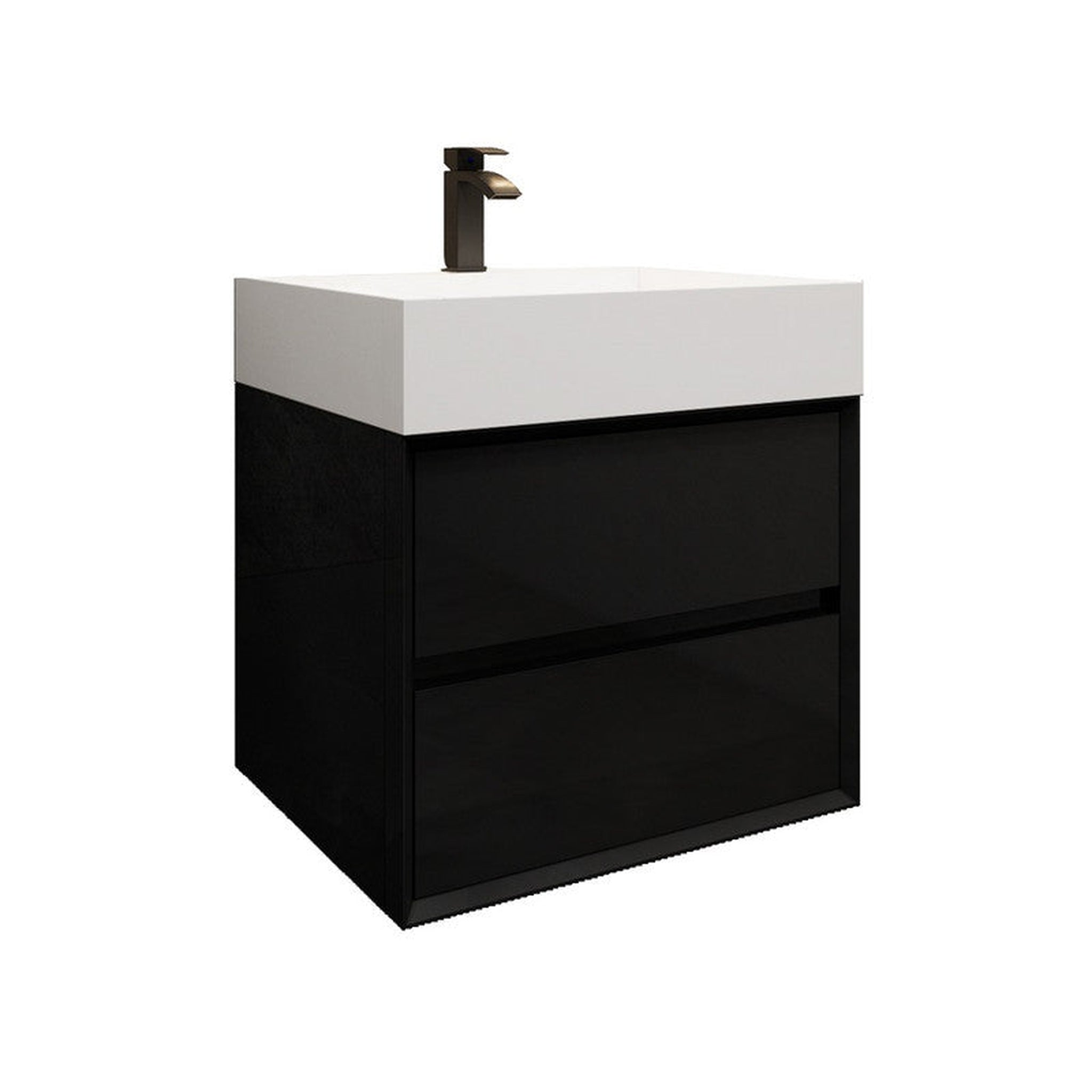 Moreno Bath, Moreno Bath MAX 24" Gloss Black Wall-Mounted Vanity With Single Reinforced White Acrylic Sink