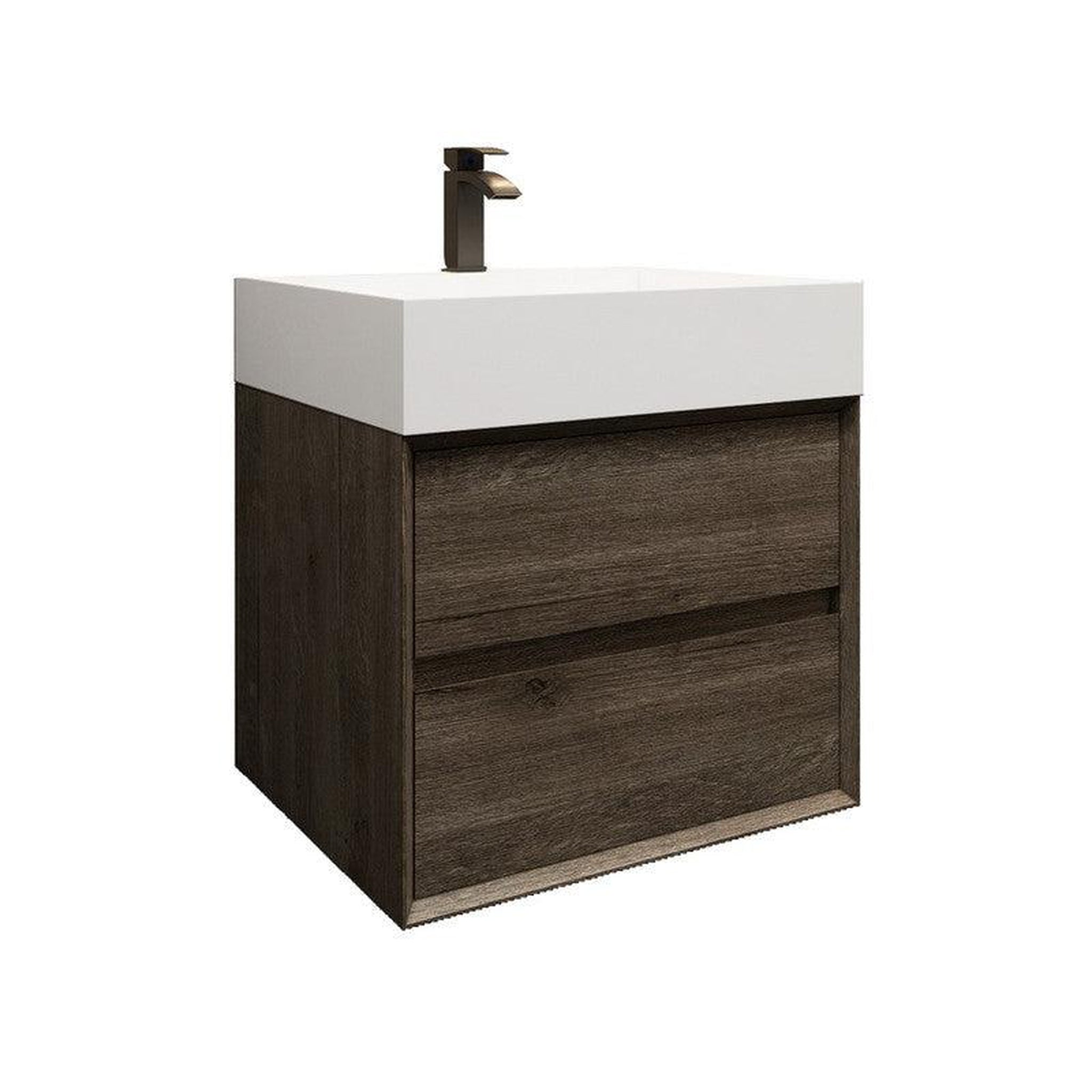 Moreno Bath, Moreno Bath MAX 24" Gray Oak Wall-Mounted Vanity With Single Reinforced White Acrylic Sink