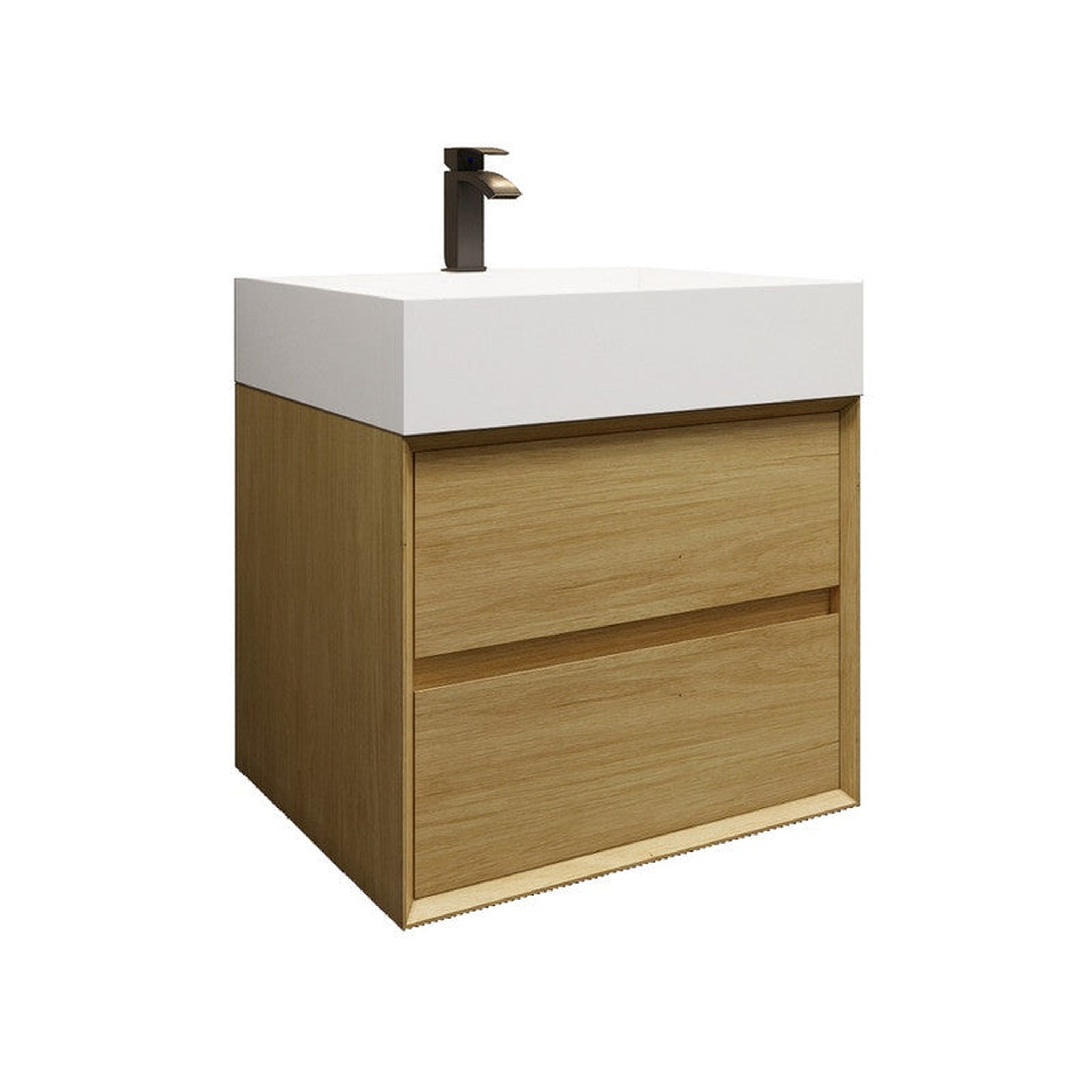 Moreno Bath, Moreno Bath MAX 24" Teak Oak Wall-Mounted Vanity With Single Reinforced White Acrylic Sink