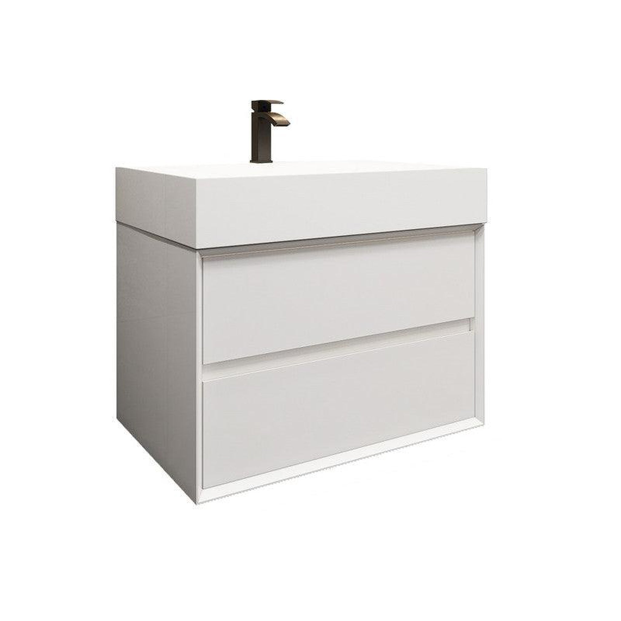 Moreno Bath, Moreno Bath MAX 30" Gloss White Wall-Mounted Vanity With Single Reinforced White Acrylic Sink