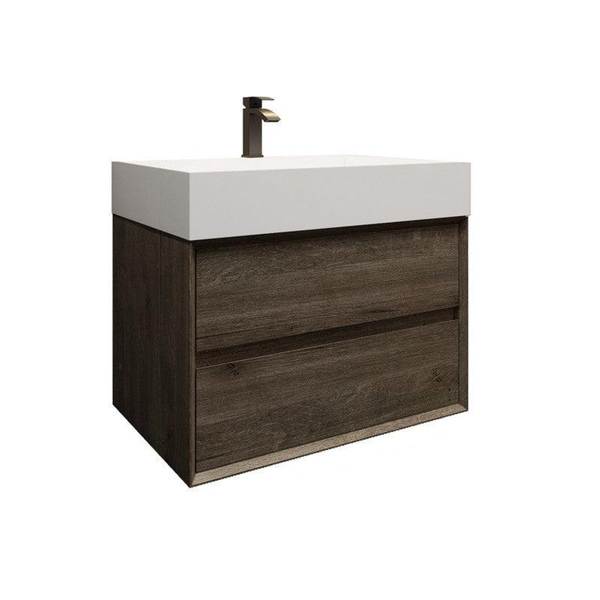 Moreno Bath, Moreno Bath MAX 30" Gray Oak Wall-Mounted Vanity With Single Reinforced White Acrylic Sink