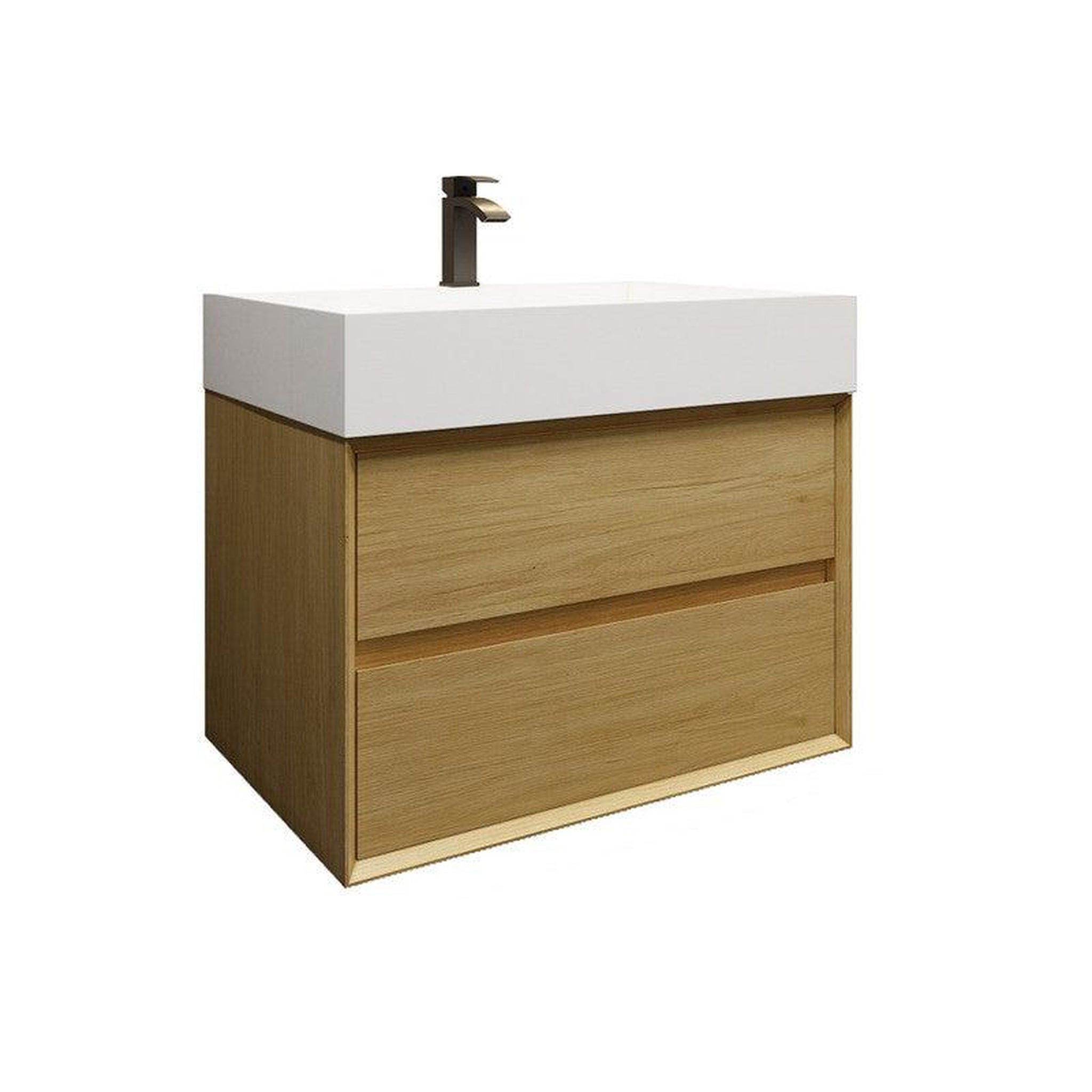 Moreno Bath, Moreno Bath MAX 30" Teak Oak Wall-Mounted Vanity With Single Reinforced White Acrylic Sink