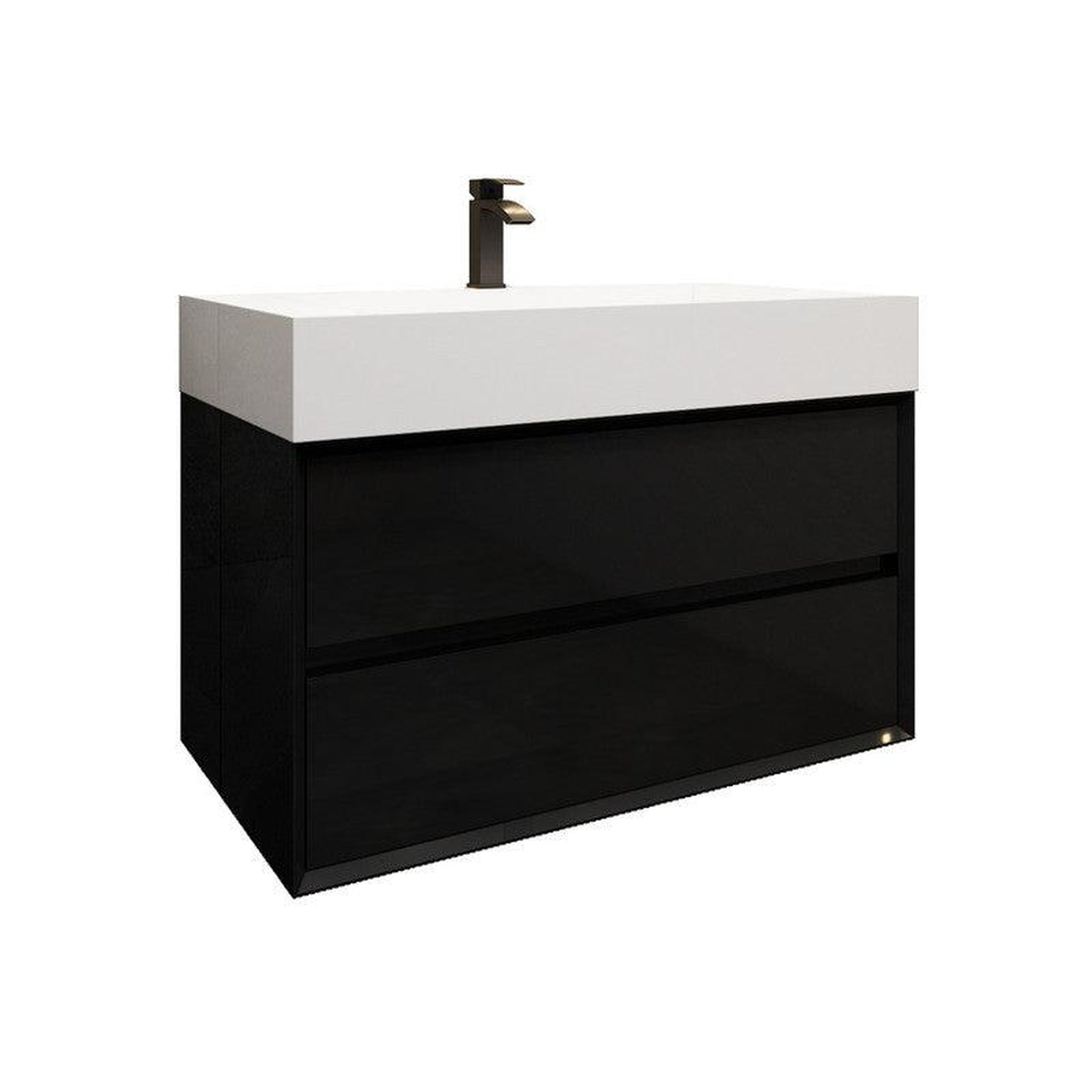 Moreno Bath, Moreno Bath MAX 36" Gloss Black Wall-Mounted Vanity With Single Reinforced White Acrylic Sink