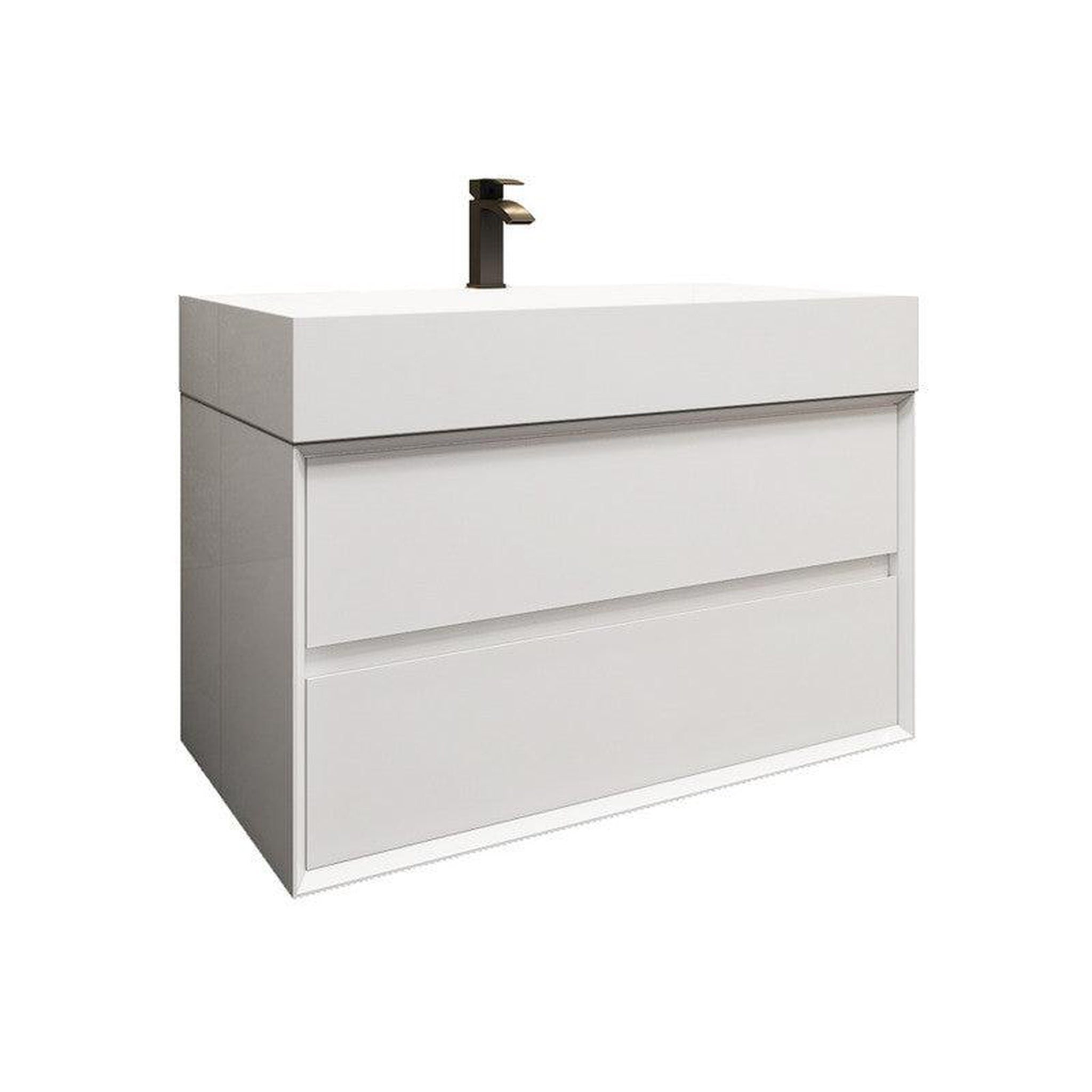 Moreno Bath, Moreno Bath MAX 36" Gloss White Wall-Mounted Vanity With Single Reinforced White Acrylic Sink