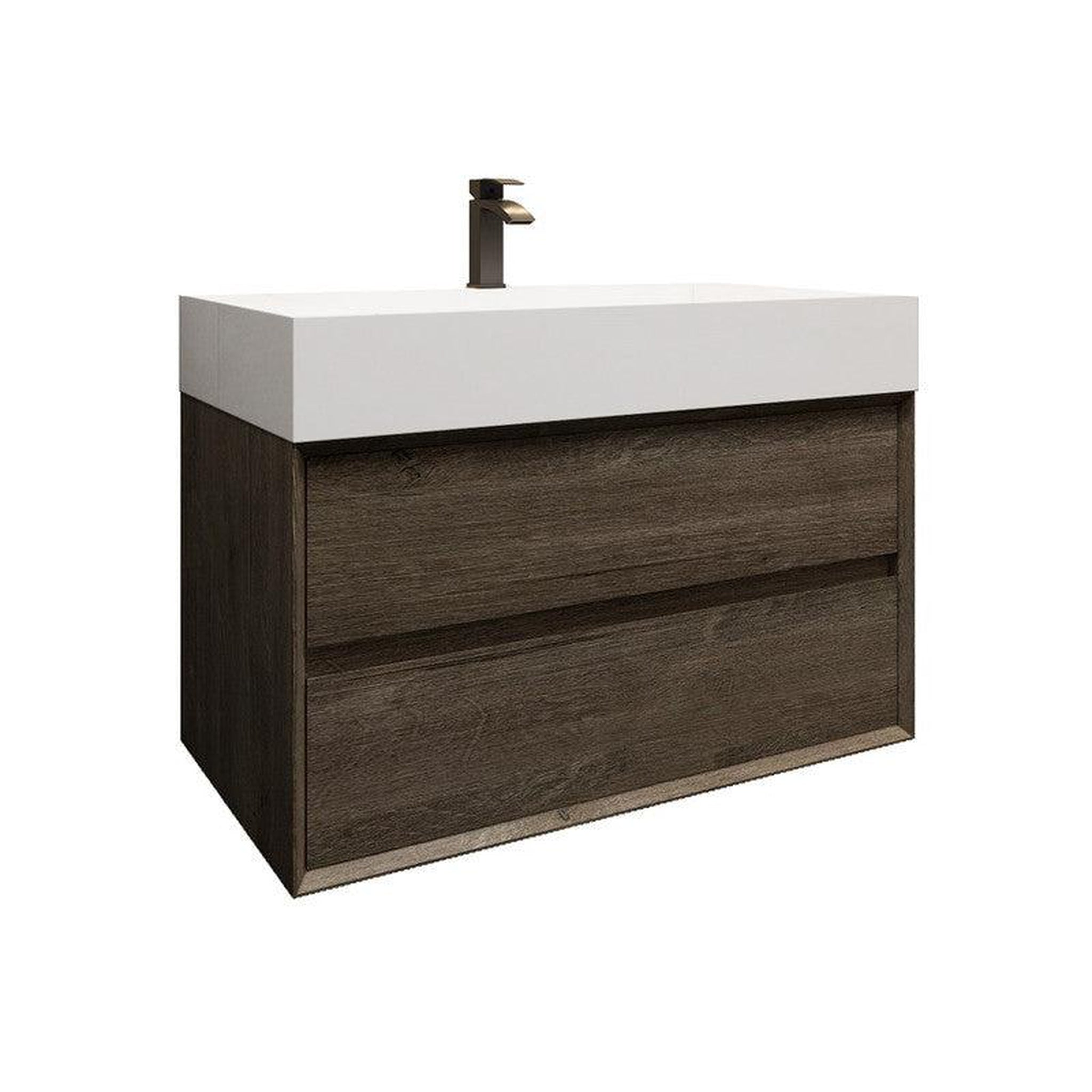 Moreno Bath, Moreno Bath MAX 36" Gray Oak Wall-Mounted Vanity With Single Reinforced White Acrylic Sink