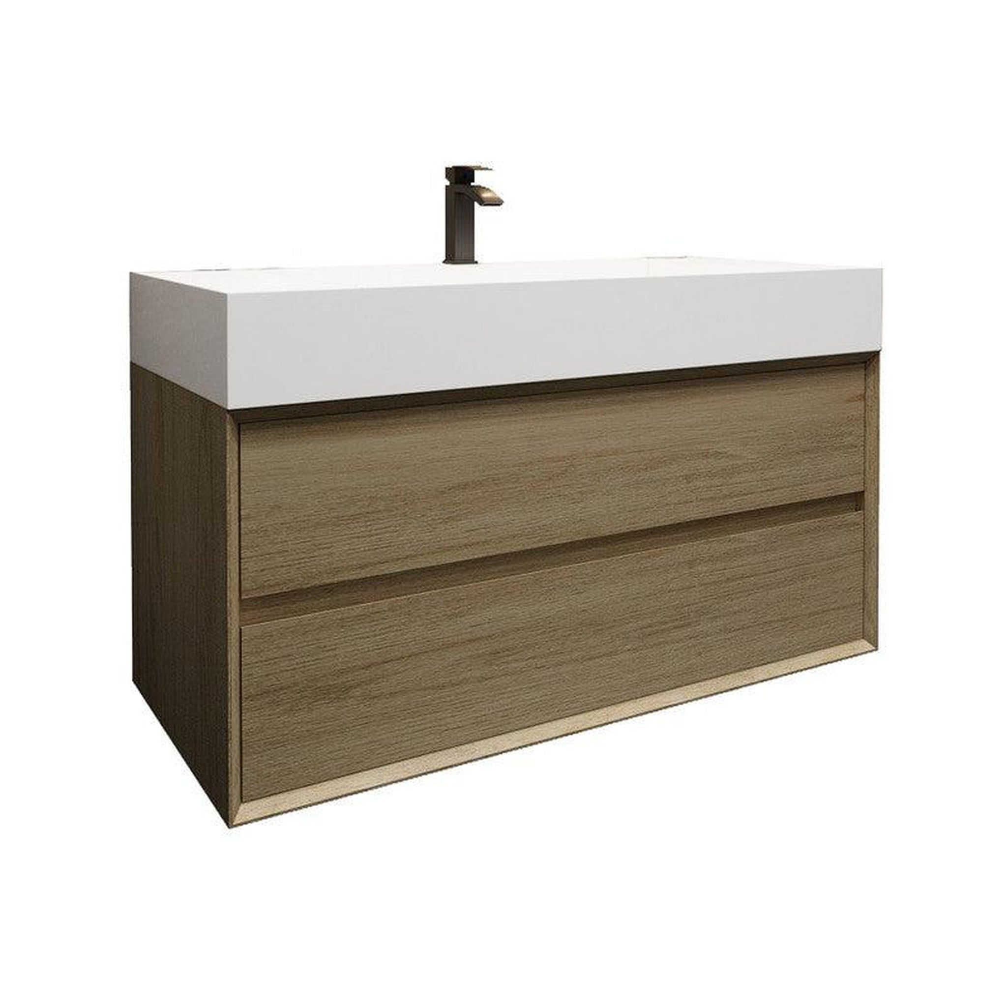 Moreno Bath, Moreno Bath MAX 42" Coffee Wood Wall-Mounted Vanity With Single Reinforced White Acrylic Sink