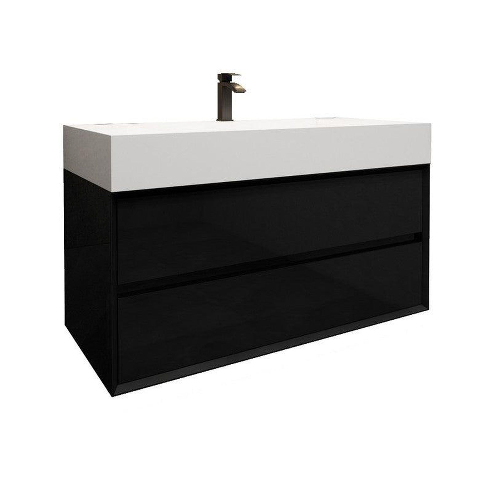 Moreno Bath, Moreno Bath MAX 42" Gloss Black Wall-Mounted Vanity With Single Reinforced White Acrylic Sink