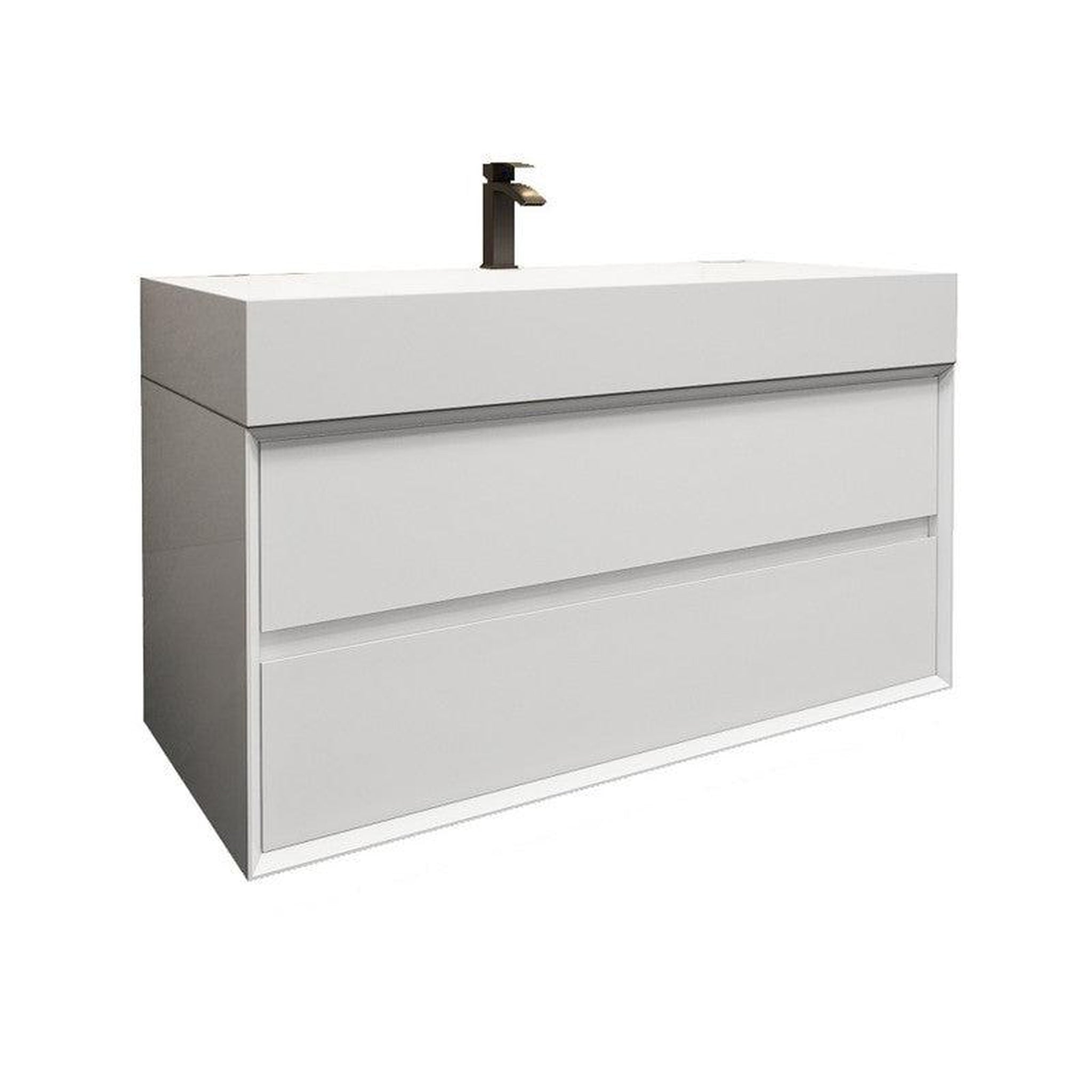 Moreno Bath, Moreno Bath MAX 42" Gloss White Wall-Mounted Vanity With Single Reinforced White Acrylic Sink