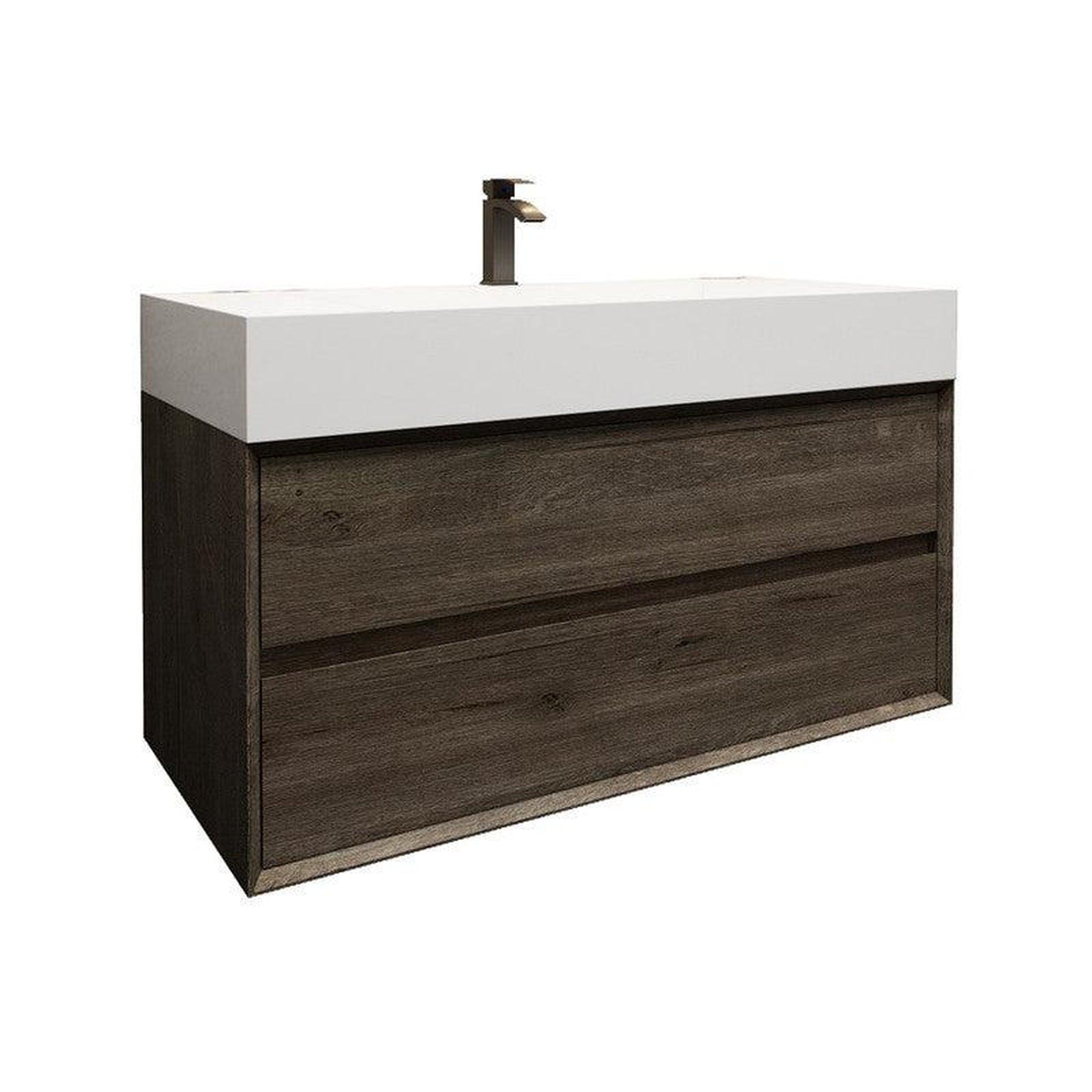 Moreno Bath, Moreno Bath MAX 42" Gray Oak Wall-Mounted Vanity With Single Reinforced White Acrylic Sink