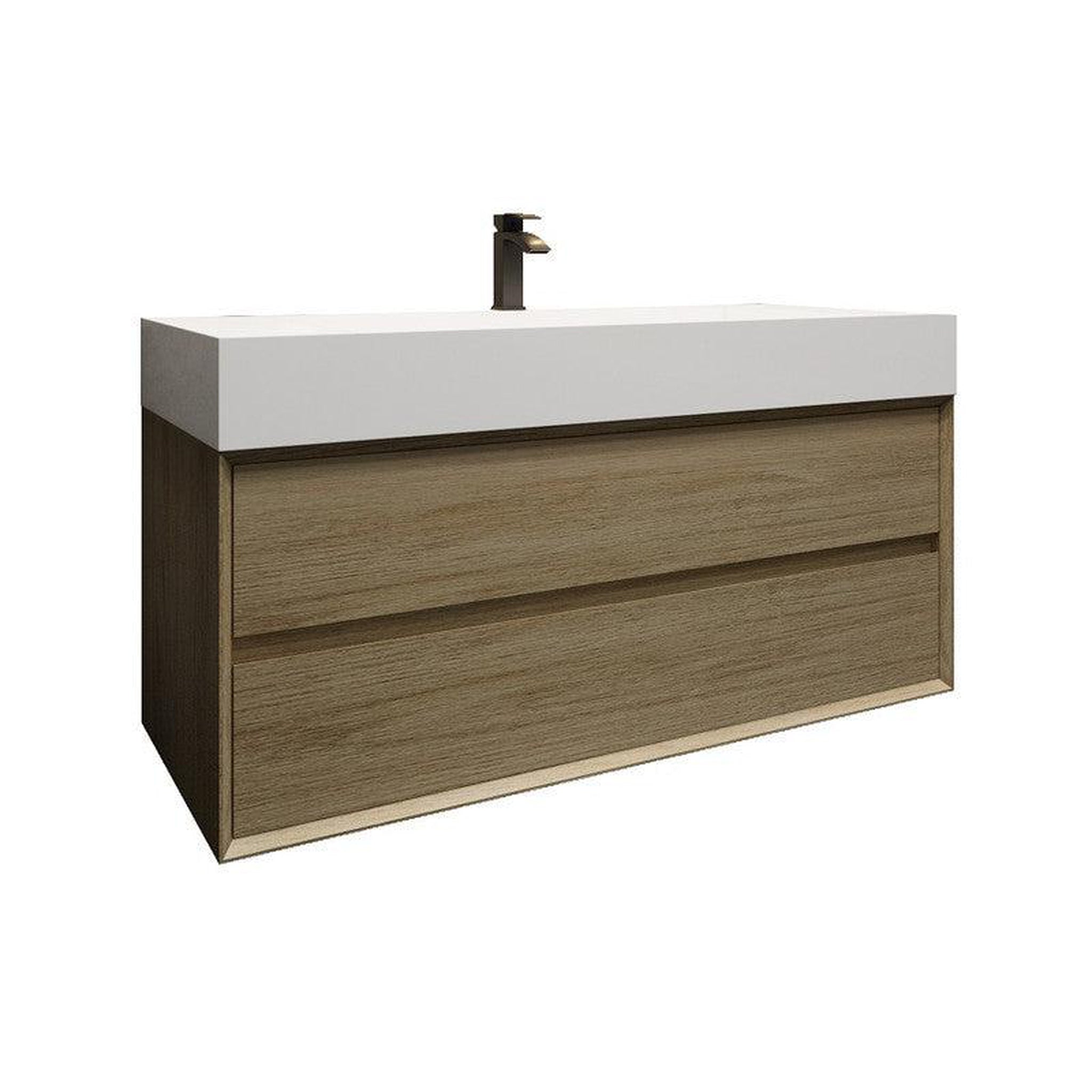 Moreno Bath, Moreno Bath MAX 48" Coffee Wood Wall-Mounted Vanity With Single Reinforced White Acrylic Sink