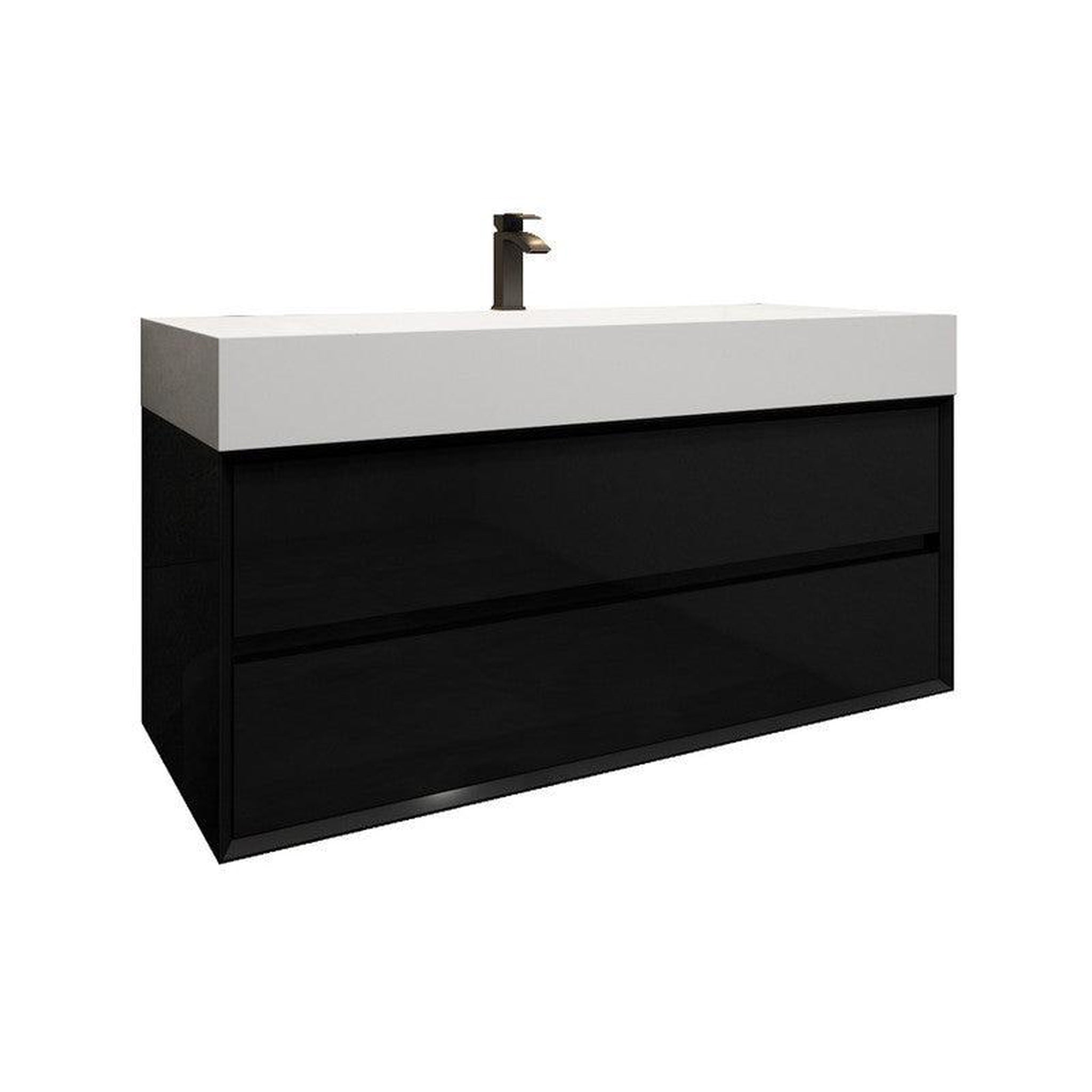 Moreno Bath, Moreno Bath MAX 48" Gloss Black Wall-Mounted Vanity With Single Reinforced White Acrylic Sink