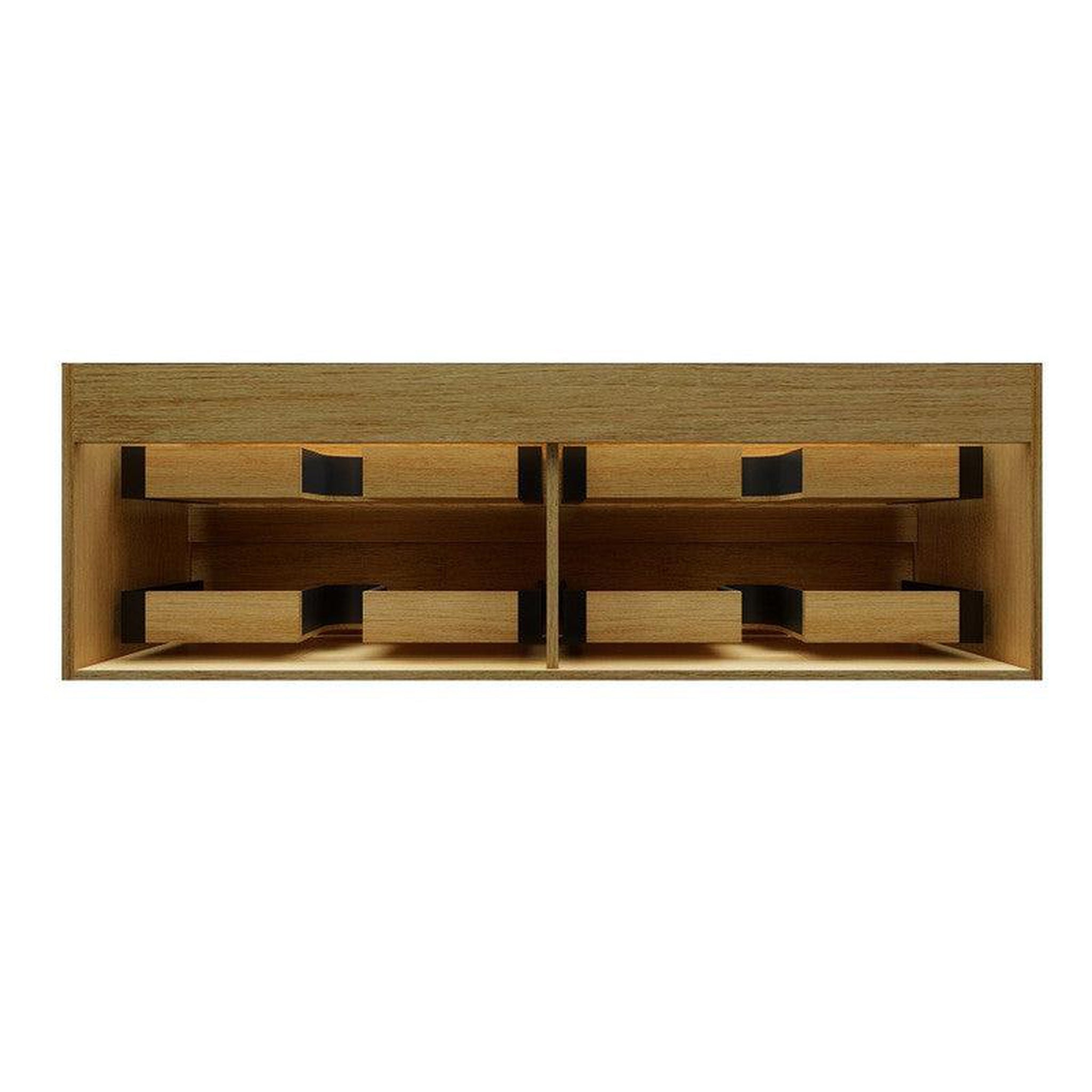 Moreno Bath, Moreno Bath MAX 60" Teak Oak Wall-Mounted Vanity With Double Faucet Holes and Reinforced White Acrylic Sink