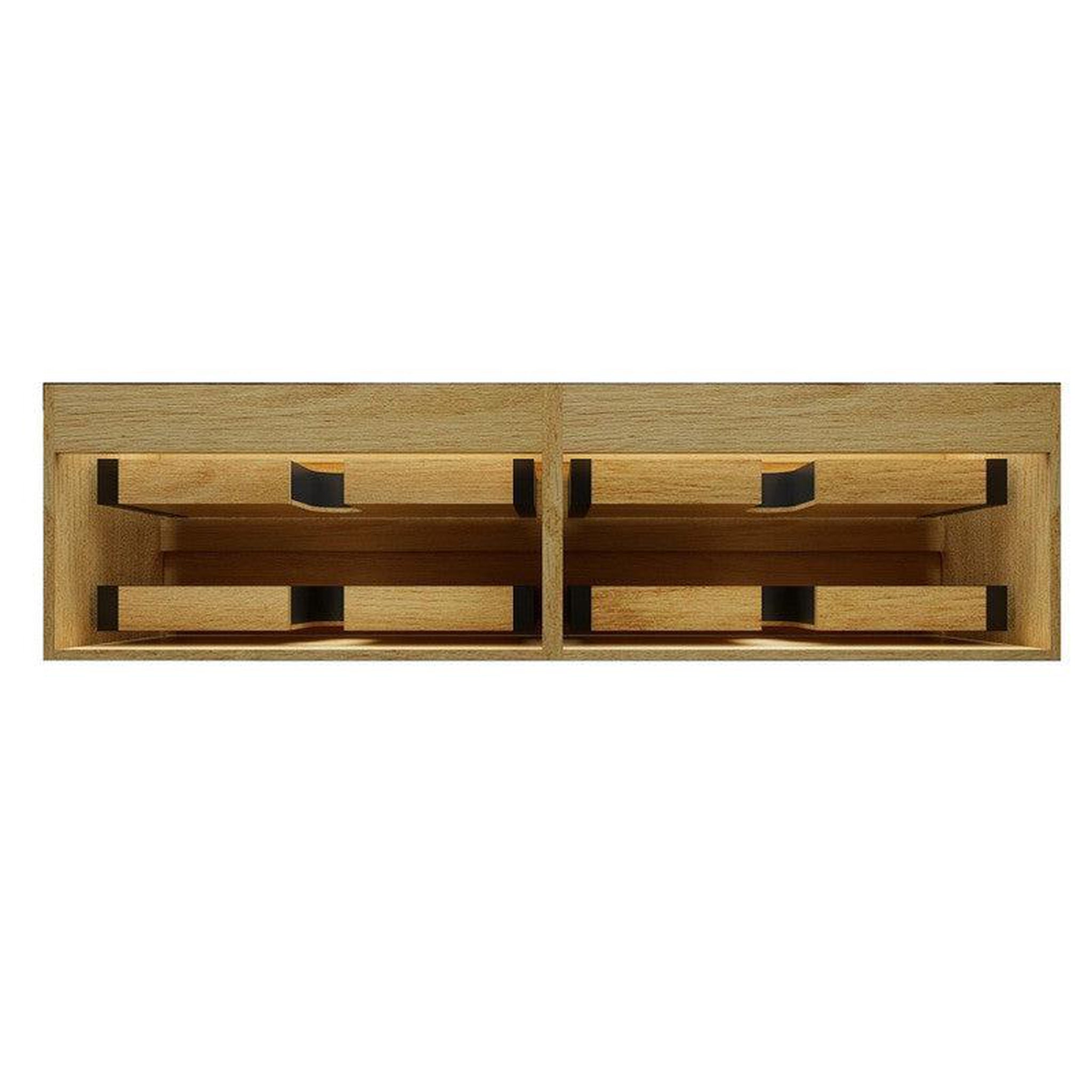 Moreno Bath, Moreno Bath MAX 72" Teak Oak Wall-Mounted Vanity With Double Faucet Holes and Reinforced White Acrylic Sink