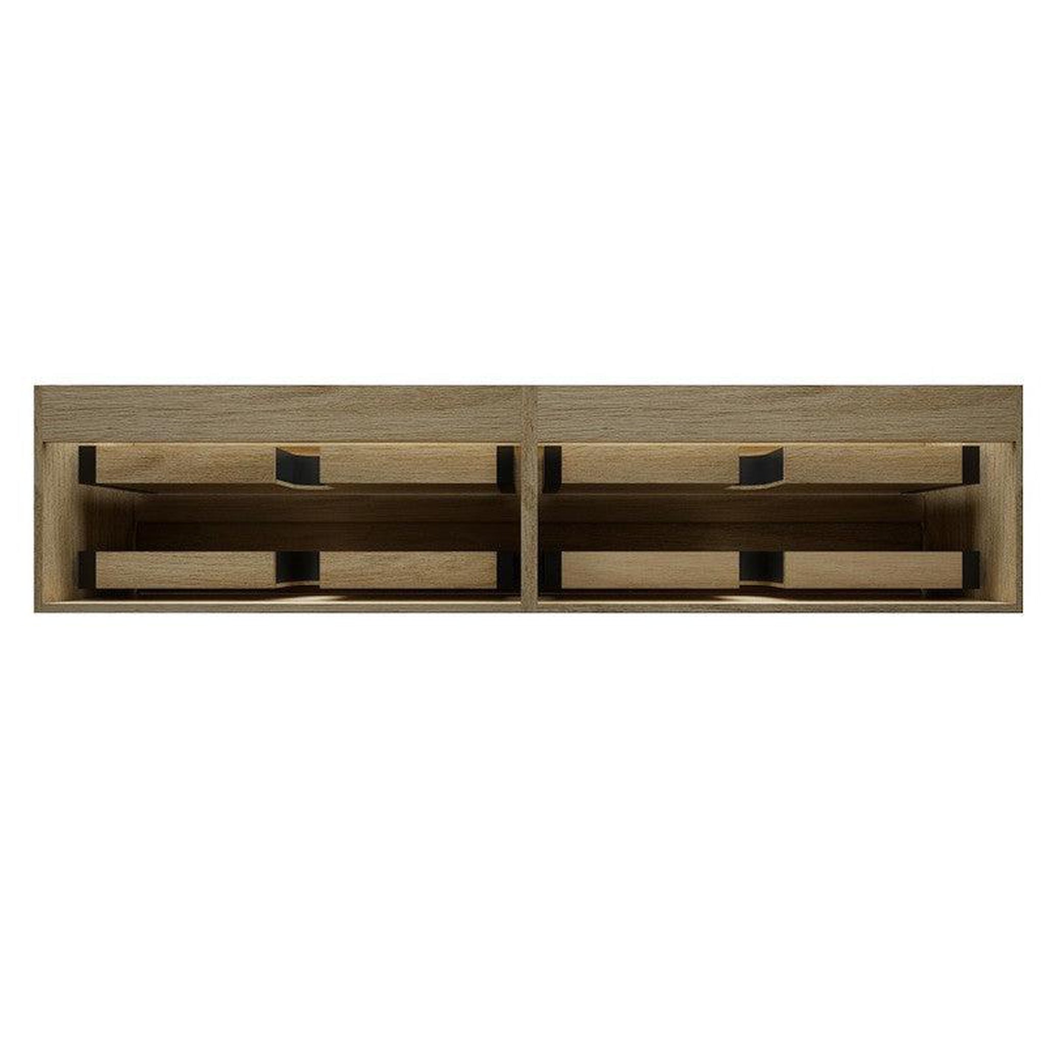 Moreno Bath, Moreno Bath MAX 84" Coffee Wood Wall-Mounted Vanity With Double Faucet Holes and Reinforced White Acrylic Sink