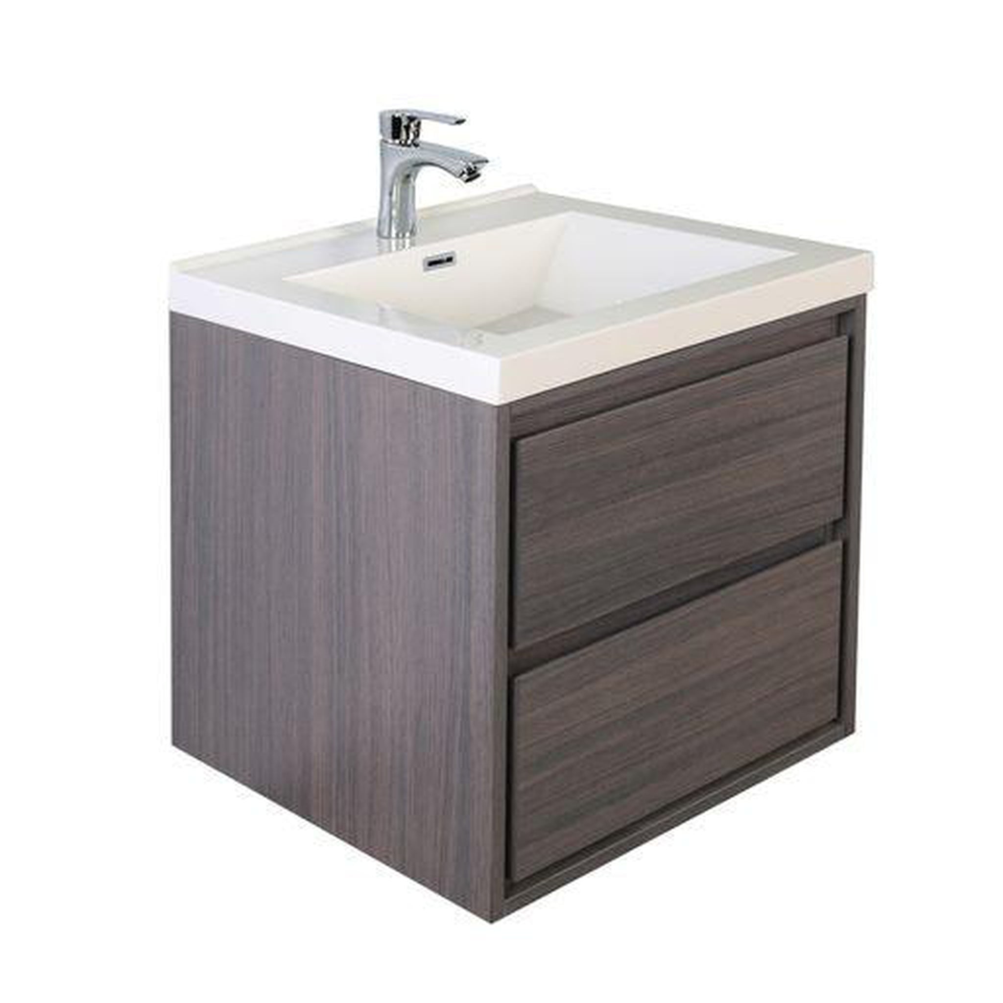 Moreno Bath, Moreno Bath Sage 24" Dark Gray Oak Wall-Mounted Modern Vanity With Single Reinforced White Acrylic Sink