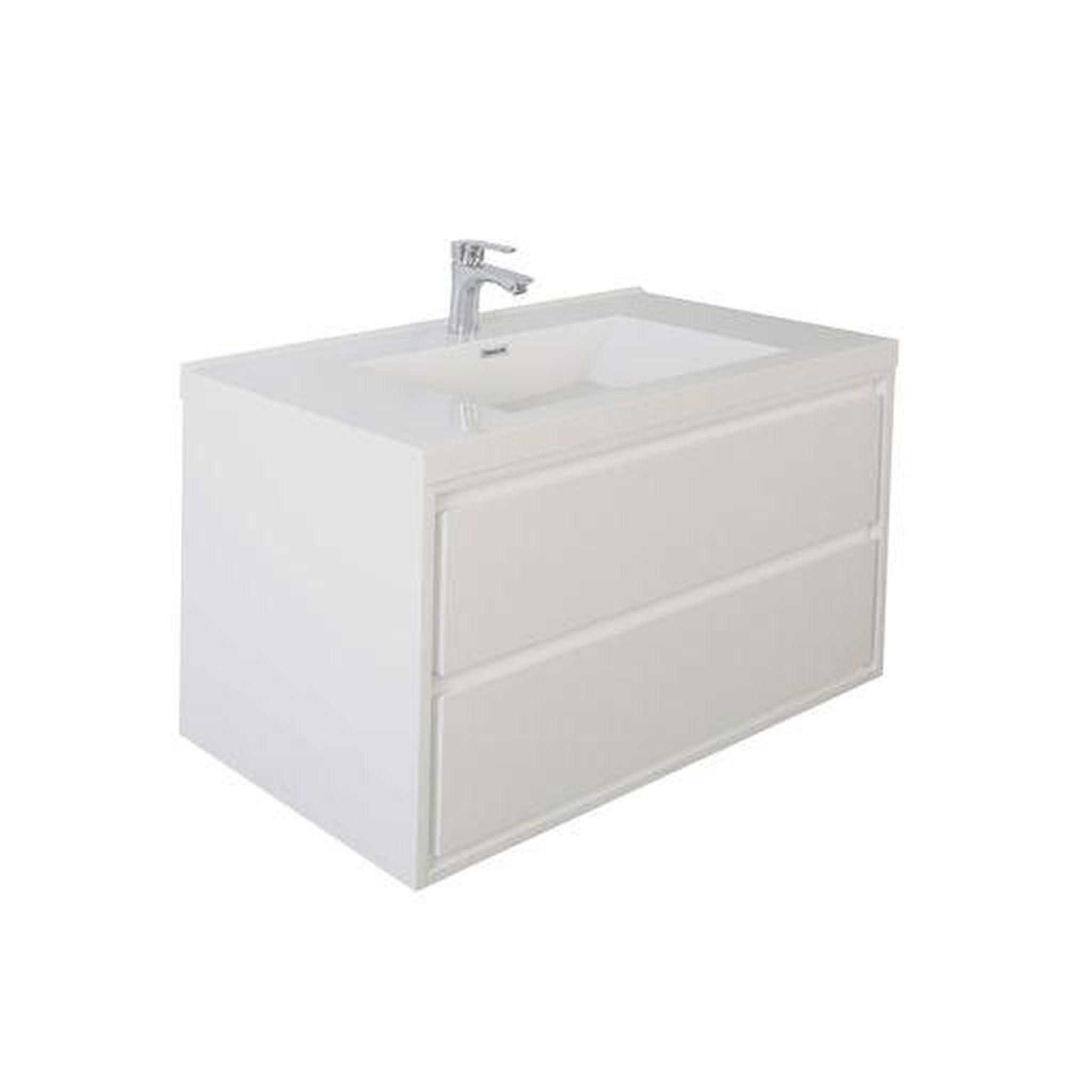 Moreno Bath, Moreno Bath Sage 24" High Gloss White Wall-Mounted Modern Vanity With Single Reinforced White Acrylic Sink