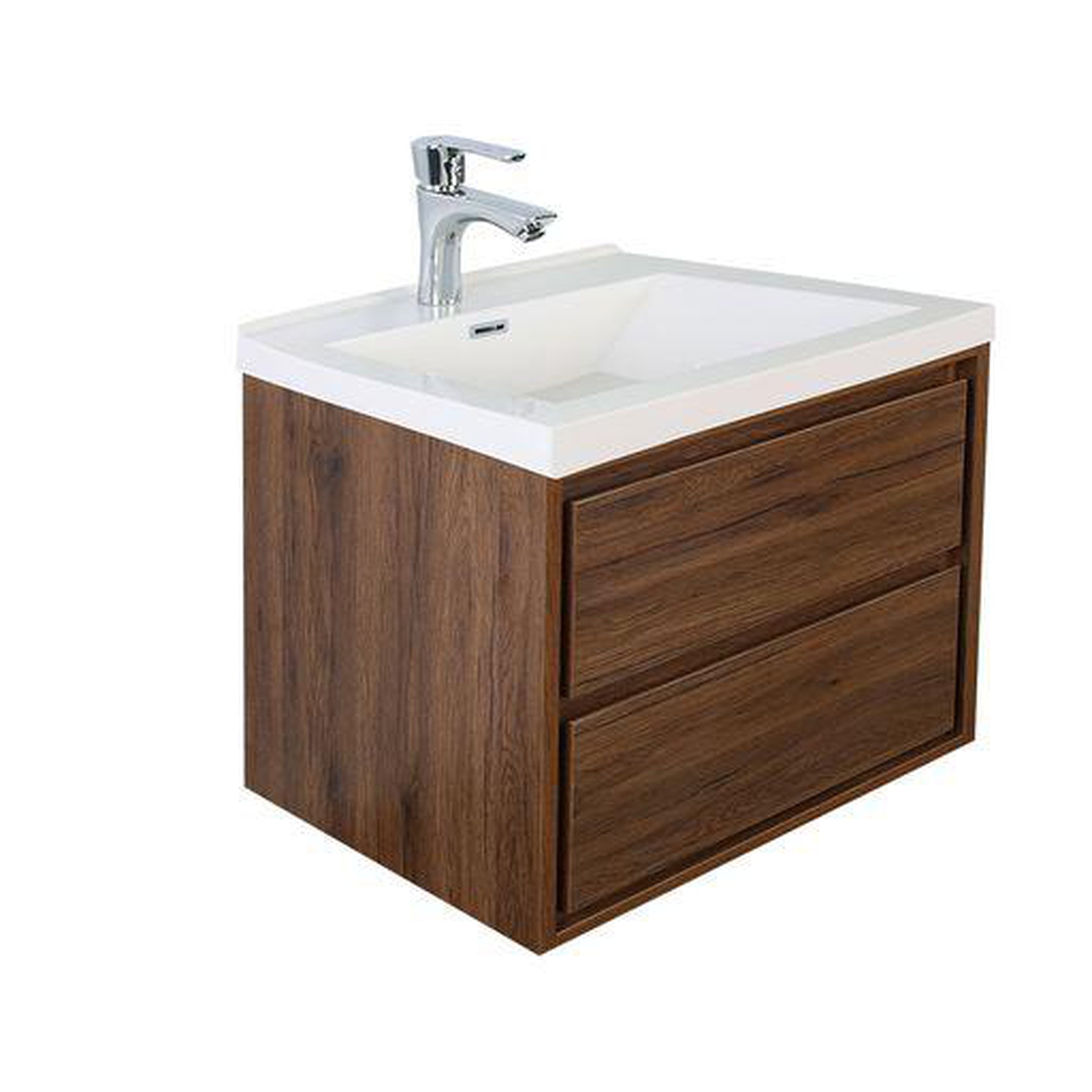 Moreno Bath, Moreno Bath Sage 30" Rosewood Wall-Mounted Modern Vanity With Single Reinforced White Acrylic Sink