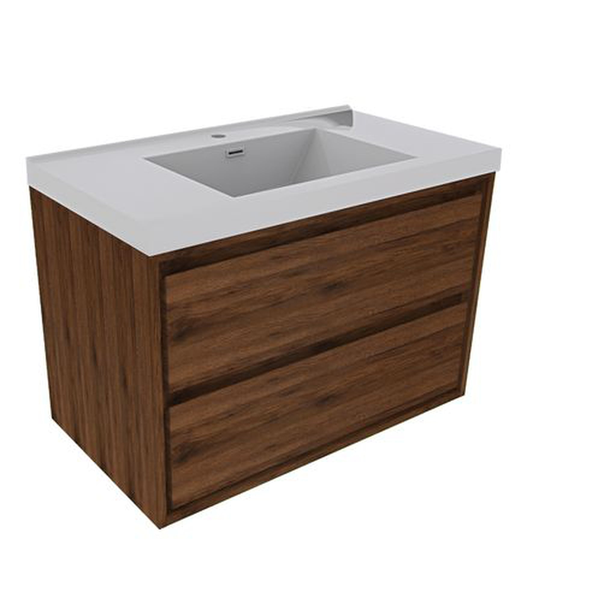 Moreno Bath, Moreno Bath Sage 42" Rosewood Wall-Mounted Modern Vanity With Single Reinforced White Acrylic Sink