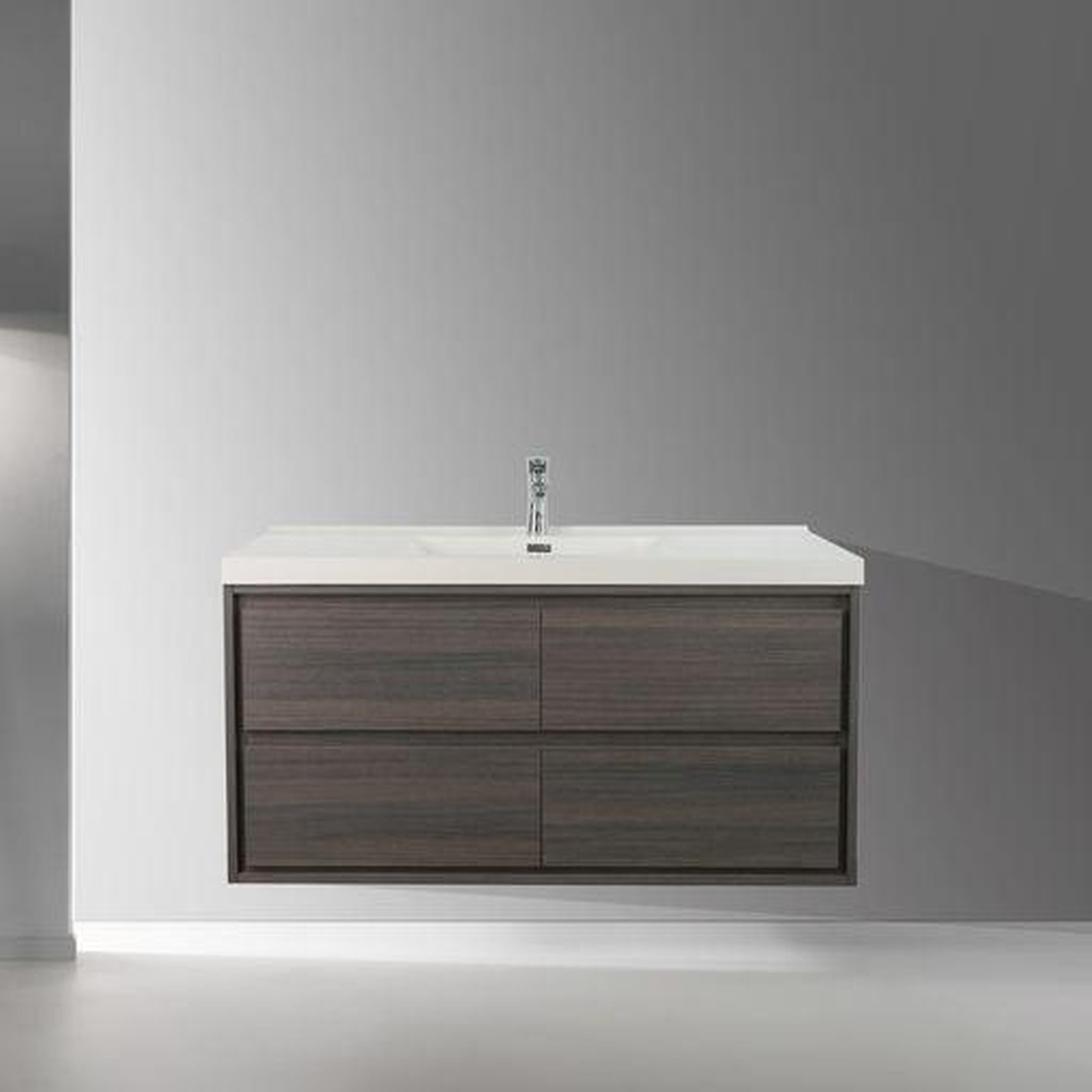 Moreno Bath, Moreno Bath Sage 48" Dark Gray Oak Wall-Mounted Modern Vanity With Single Reinforced White Acrylic Sink