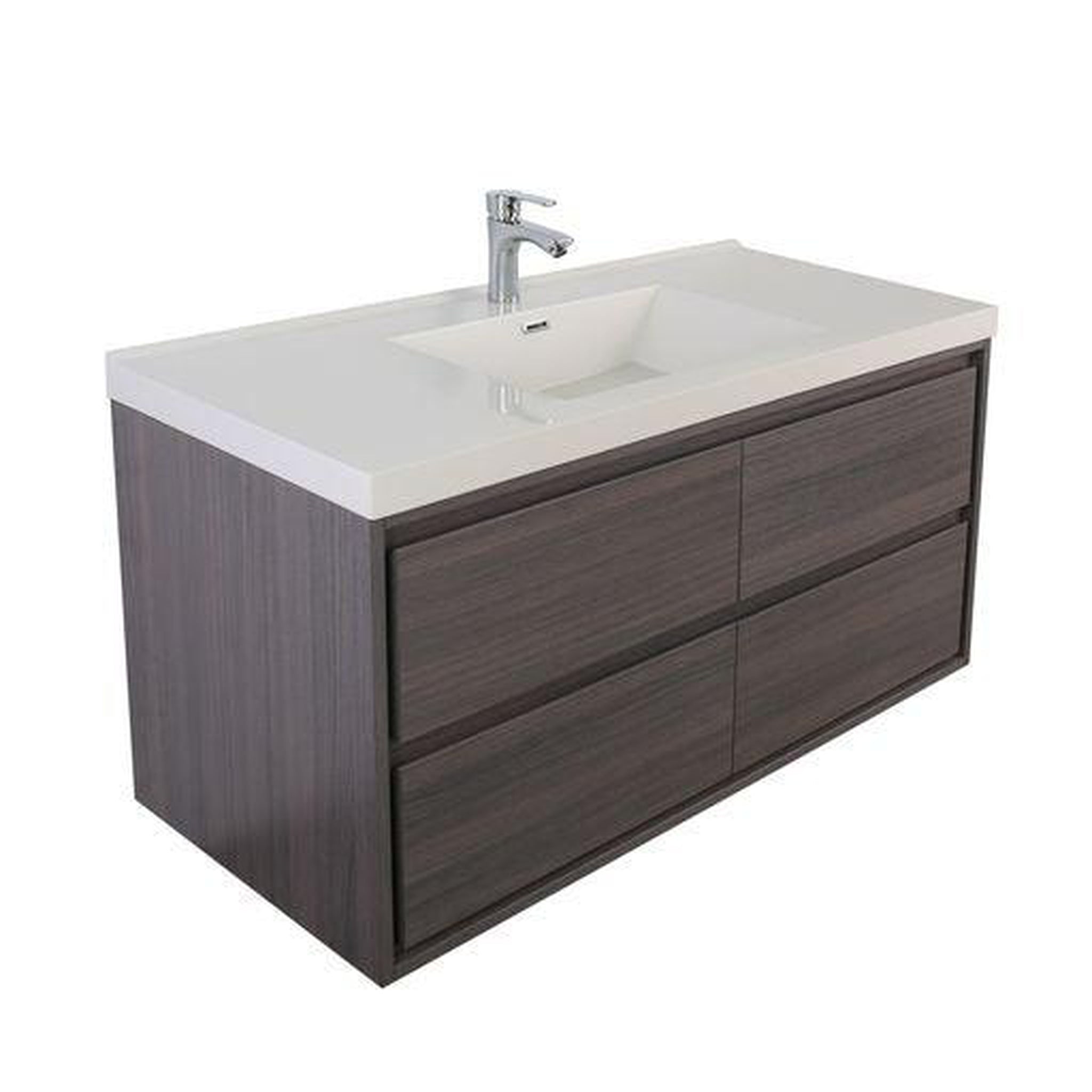 Moreno Bath, Moreno Bath Sage 48" Dark Gray Oak Wall-Mounted Modern Vanity With Single Reinforced White Acrylic Sink