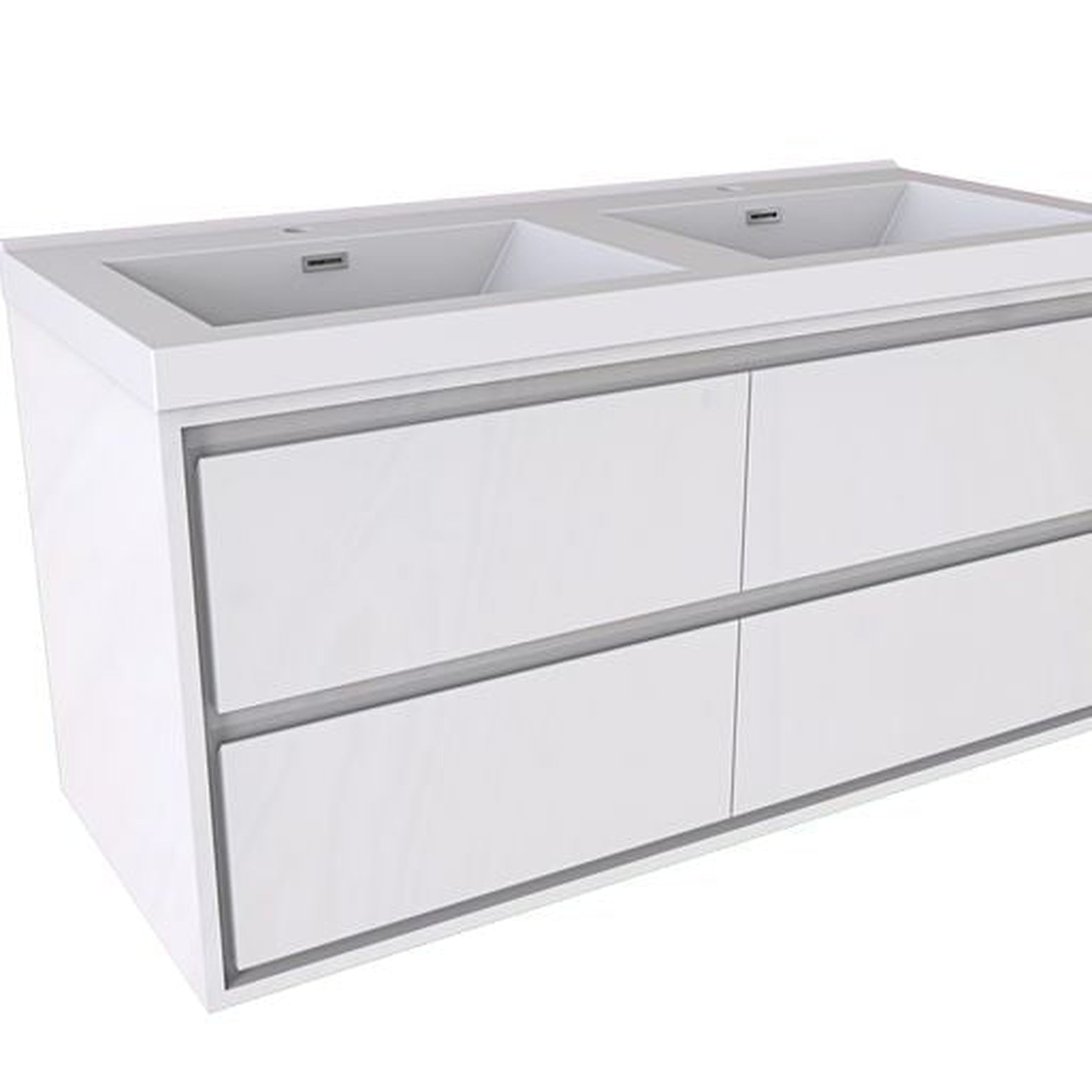 Moreno Bath, Moreno Bath Sage 48" High Gloss White Wall-Mounted Modern Vanity With Double Reinforced White Acrylic Sinks