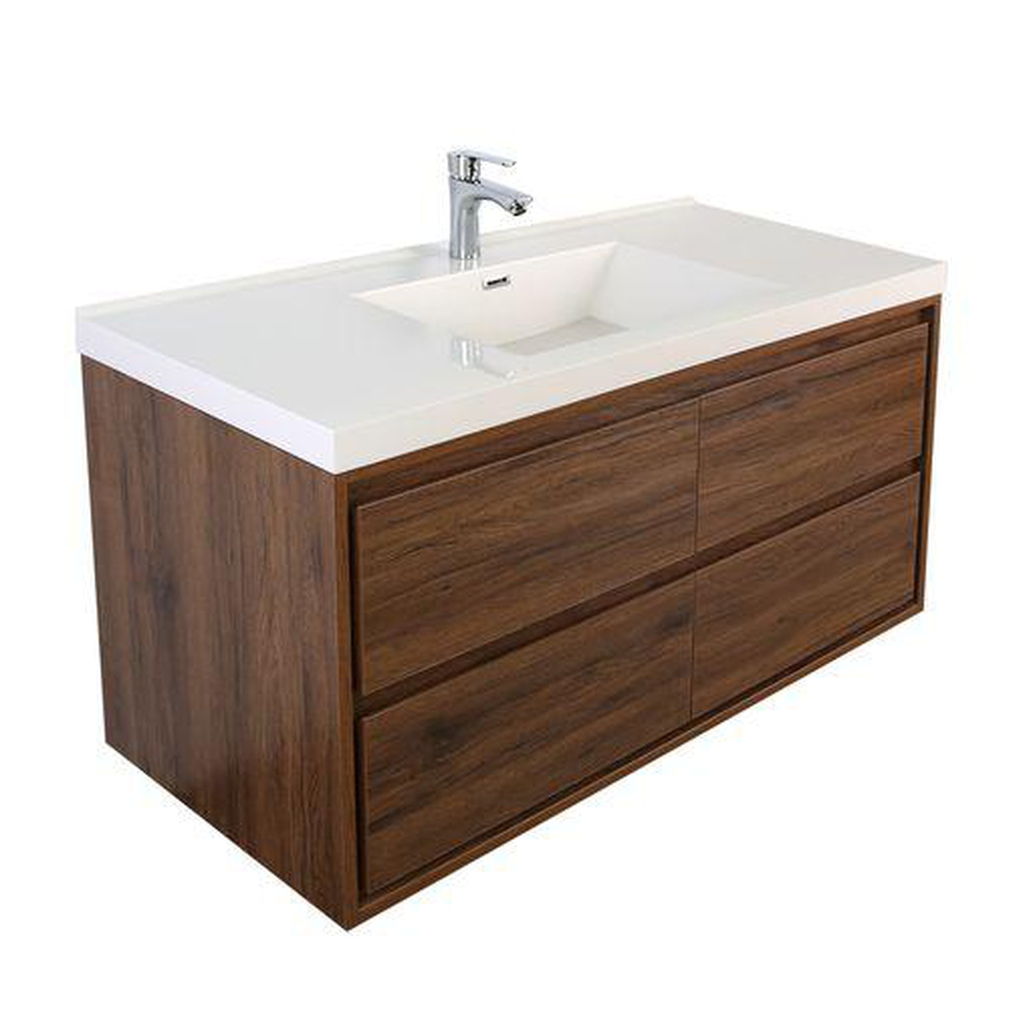 Moreno Bath, Moreno Bath Sage 48" Rosewood Wall-Mounted Modern Vanity With Single Reinforced White Acrylic Sink