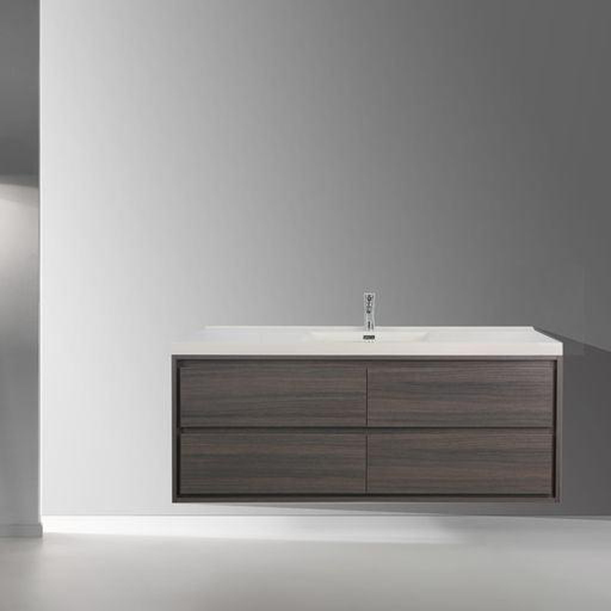 Moreno Bath, Moreno Bath Sage 60" Dark Gray Oak Wall-Mounted Modern Vanity With Single Reinforced White Acrylic Sink