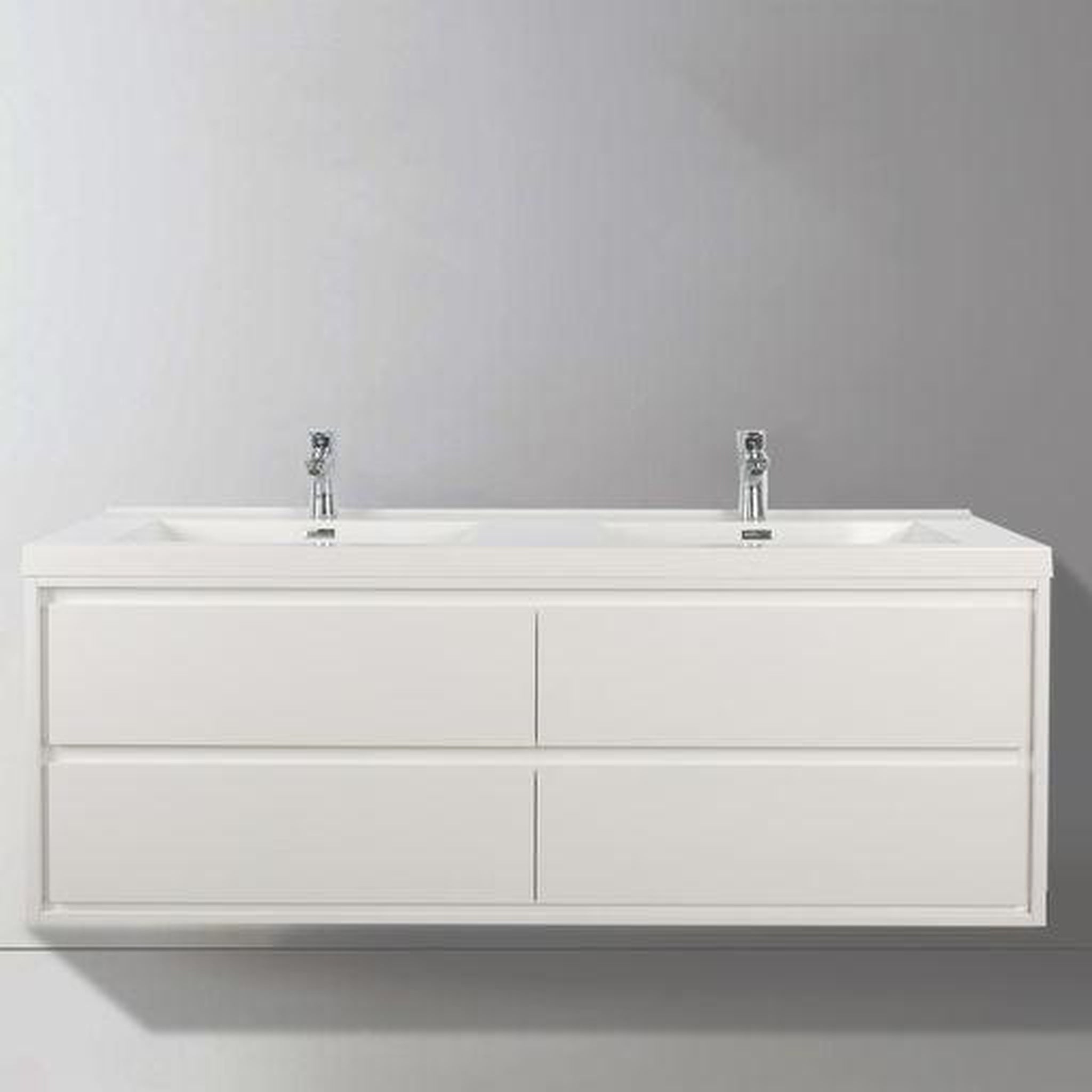 Moreno Bath, Moreno Bath Sage 60" High Gloss White Wall-Mounted Modern Vanity With Double Reinforced White Acrylic Sinks