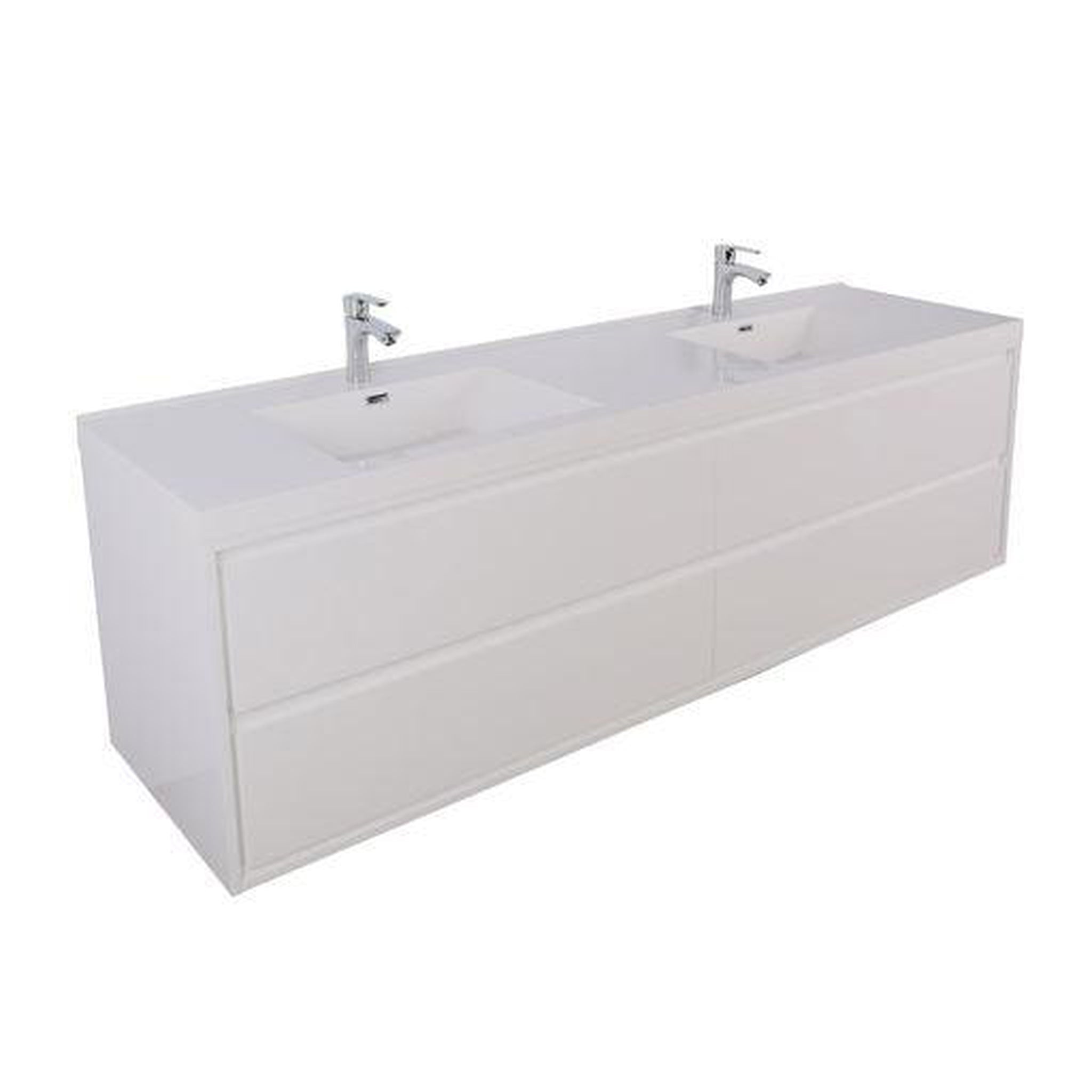 Moreno Bath, Moreno Bath Sage 60" High Gloss White Wall-Mounted Modern Vanity With Double Reinforced White Acrylic Sinks