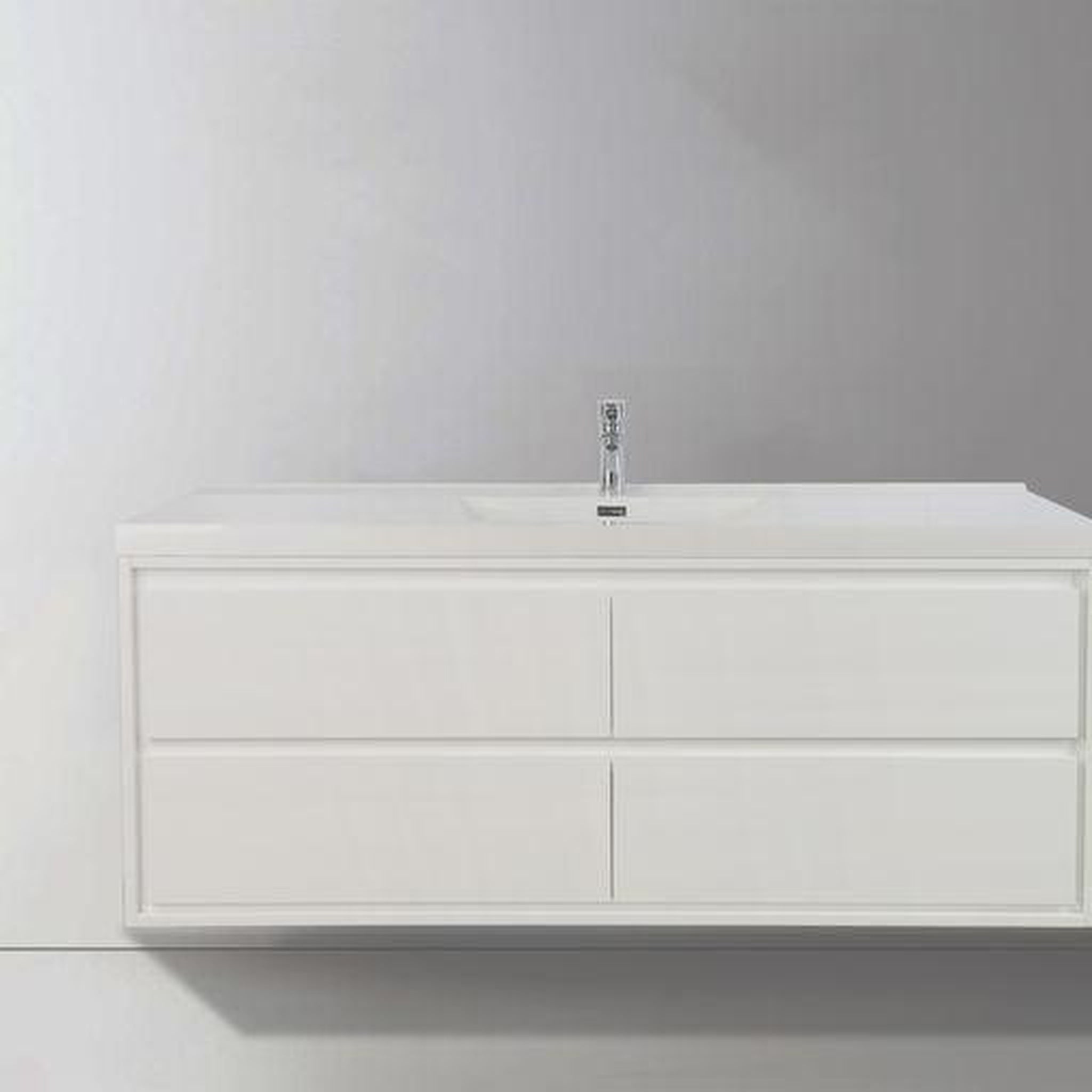 Moreno Bath, Moreno Bath Sage 60" High Gloss White Wall-Mounted Modern Vanity With Single Reinforced White Acrylic Sink