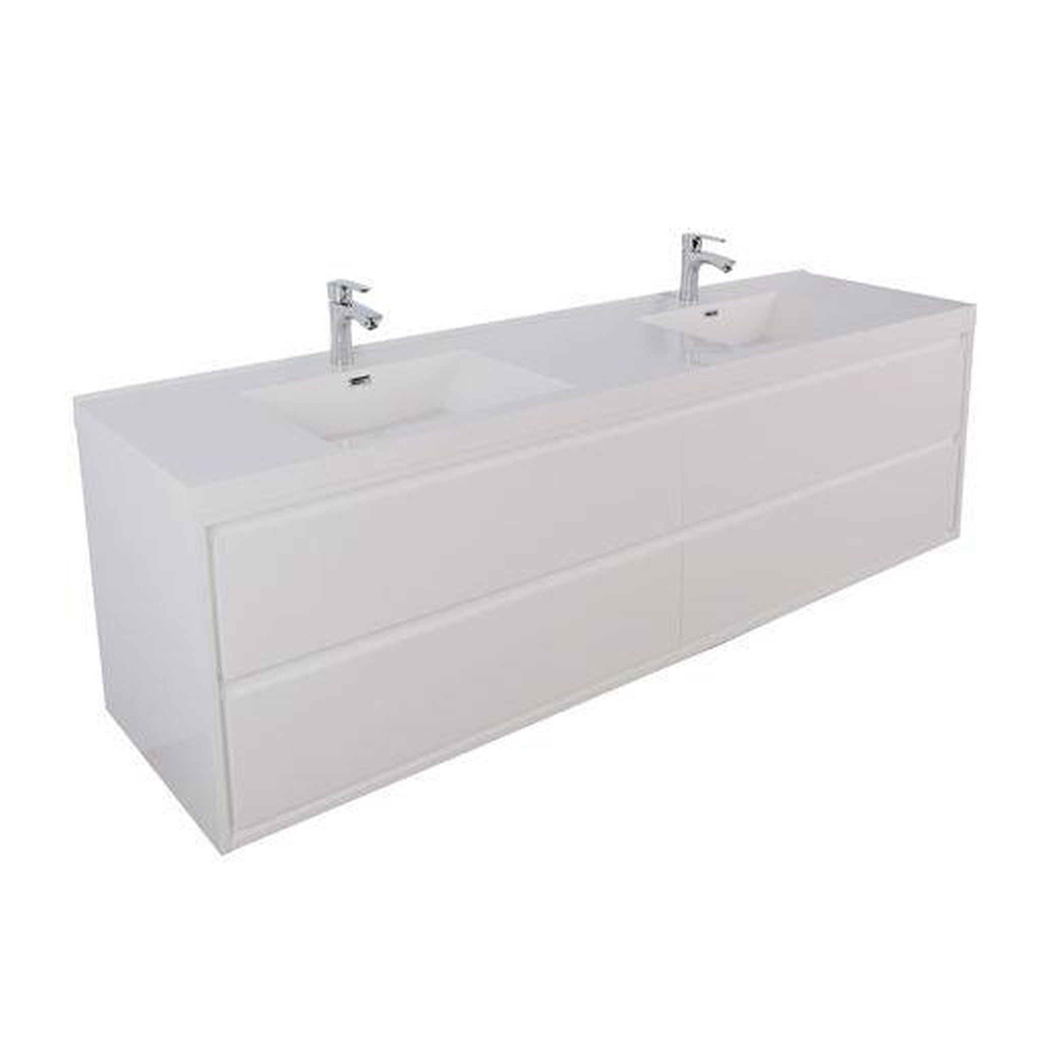 Moreno Bath, Moreno Bath Sage 72" High Gloss White Wall-Mounted Modern Vanity With Double Reinforced White Acrylic Sinks