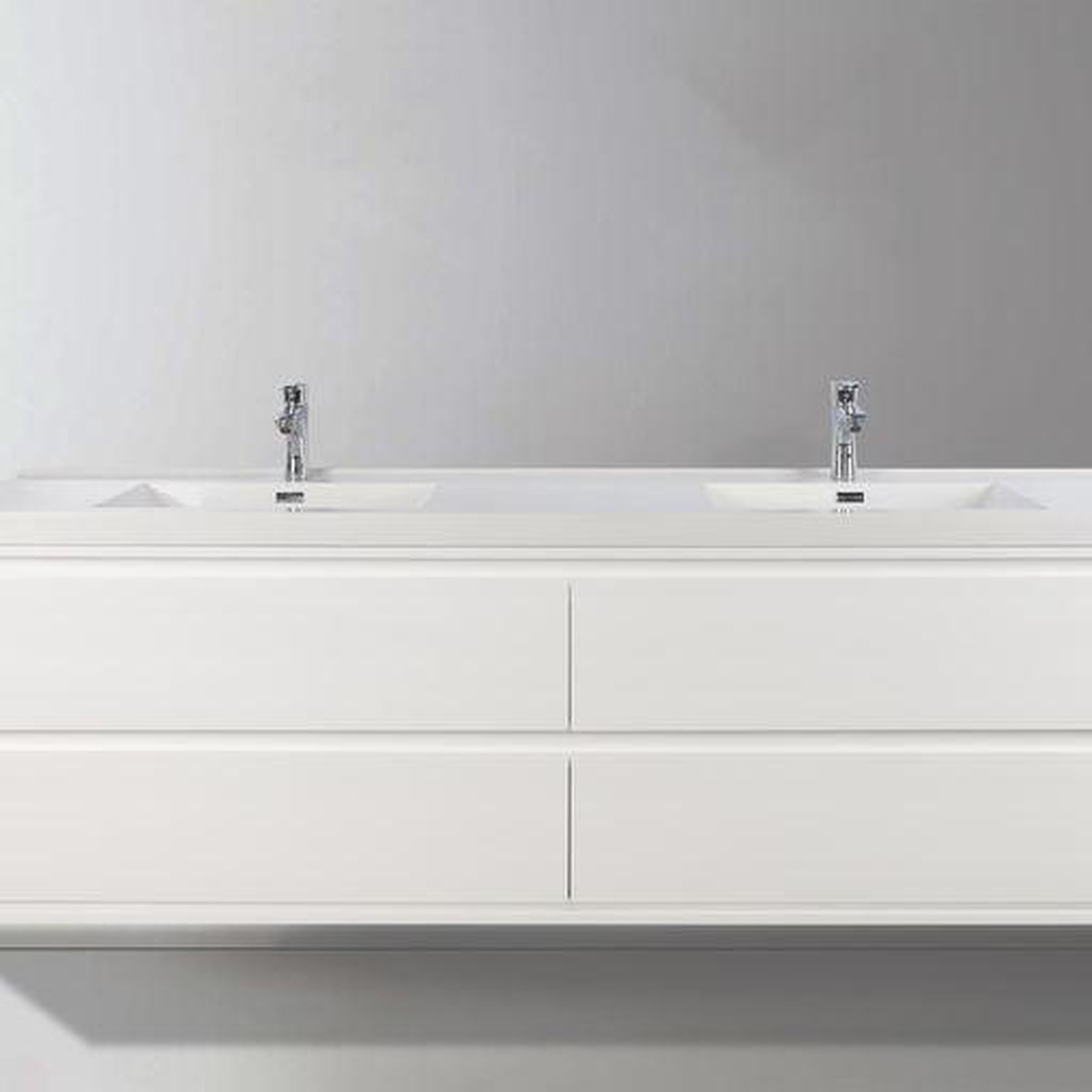 Moreno Bath, Moreno Bath Sage 84" High Gloss White Wall-Mounted Modern Vanity With Double Reinforced White Acrylic Sinks