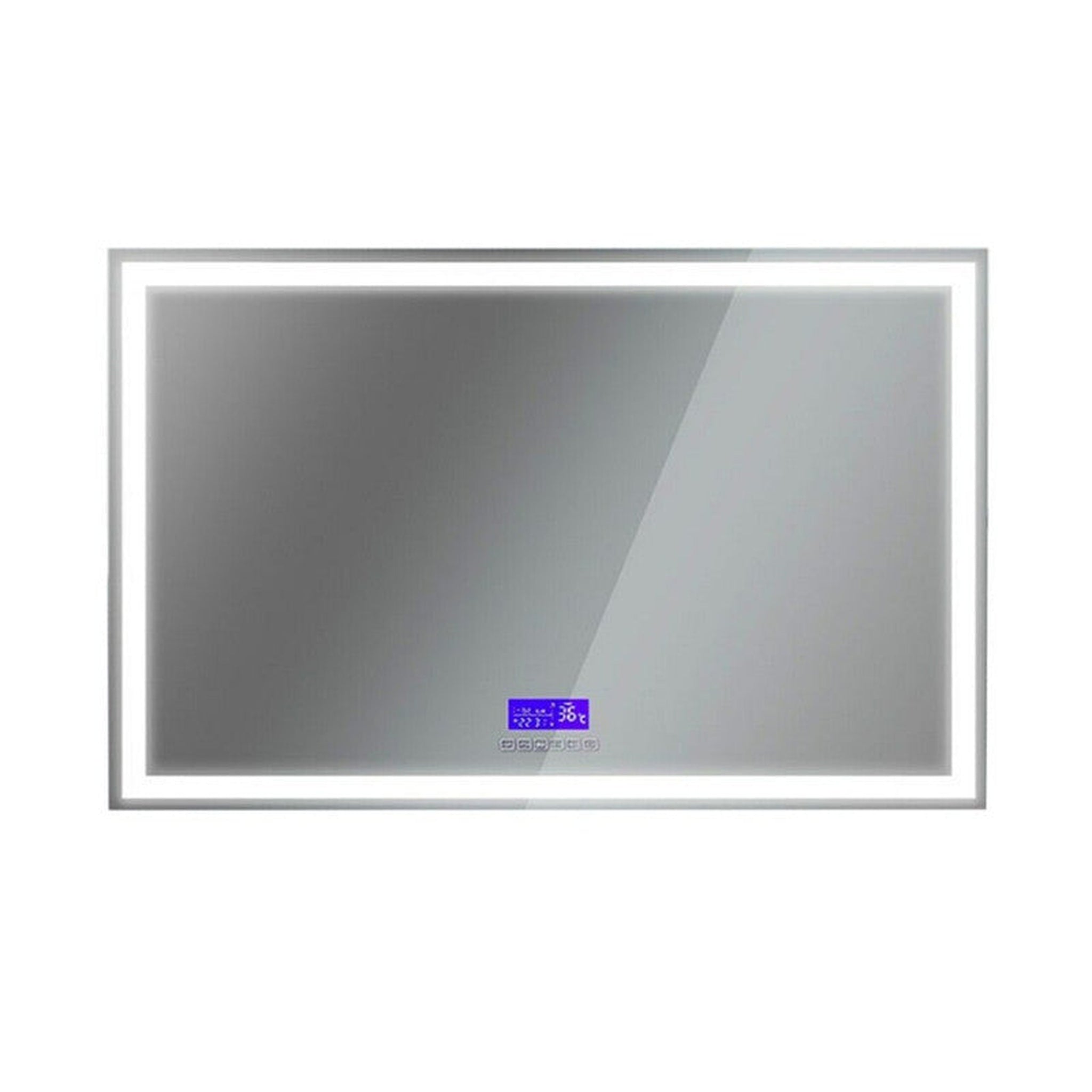 Moreno Bath, Moreno Florence 55" x 36" Frameless LED Mirror With Bluetooth, Time and Temperature