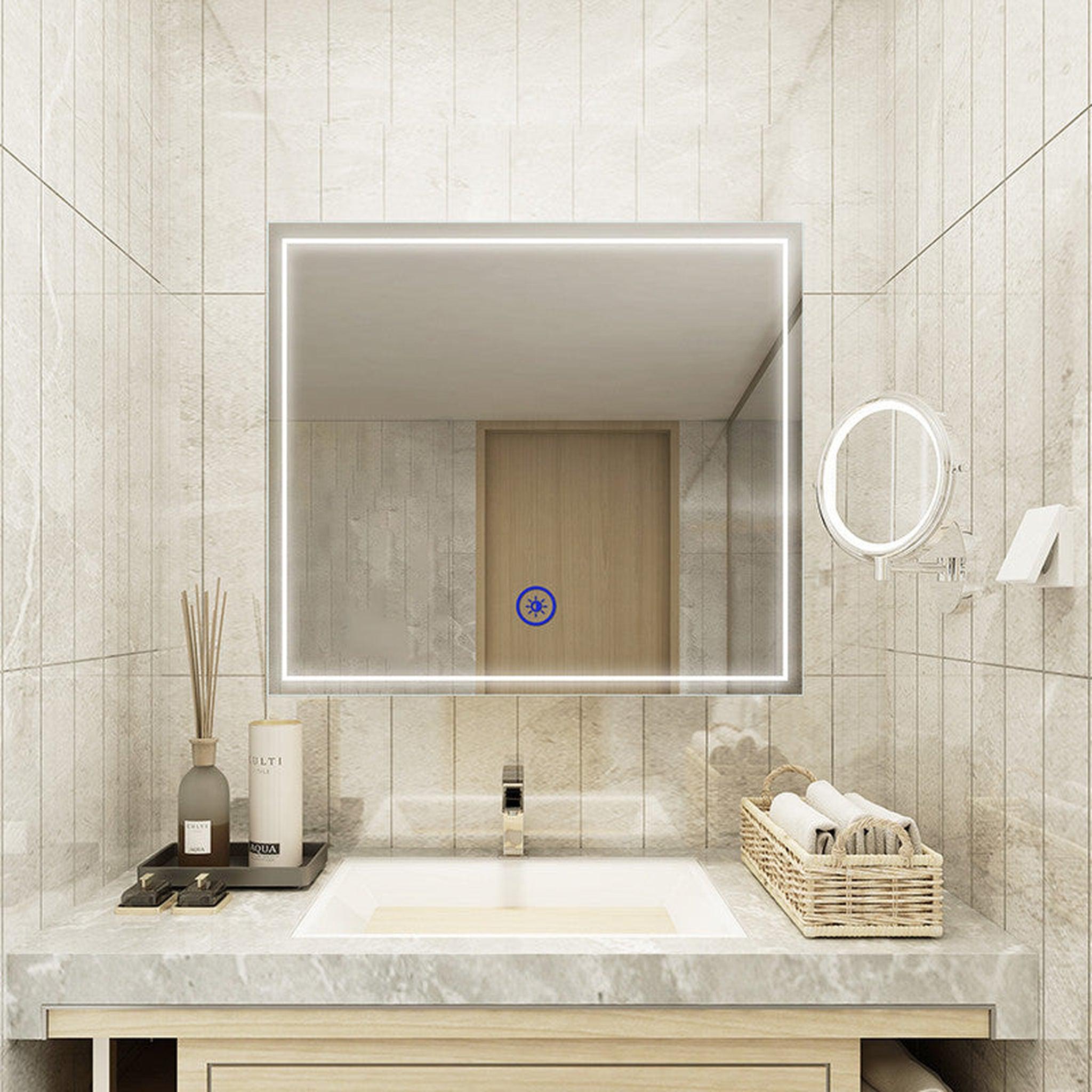 Moreno Bath, Moreno Francisco 35" x 32" Frameless LED Mirror With Cool and Warm Lighting Options