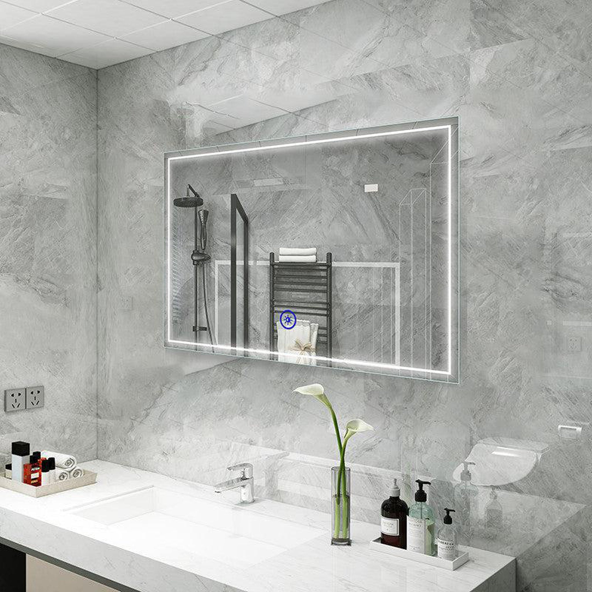 Moreno Bath, Moreno Francisco 47" x 32" Frameless LED Mirror With Cool and Warm Lighting Options