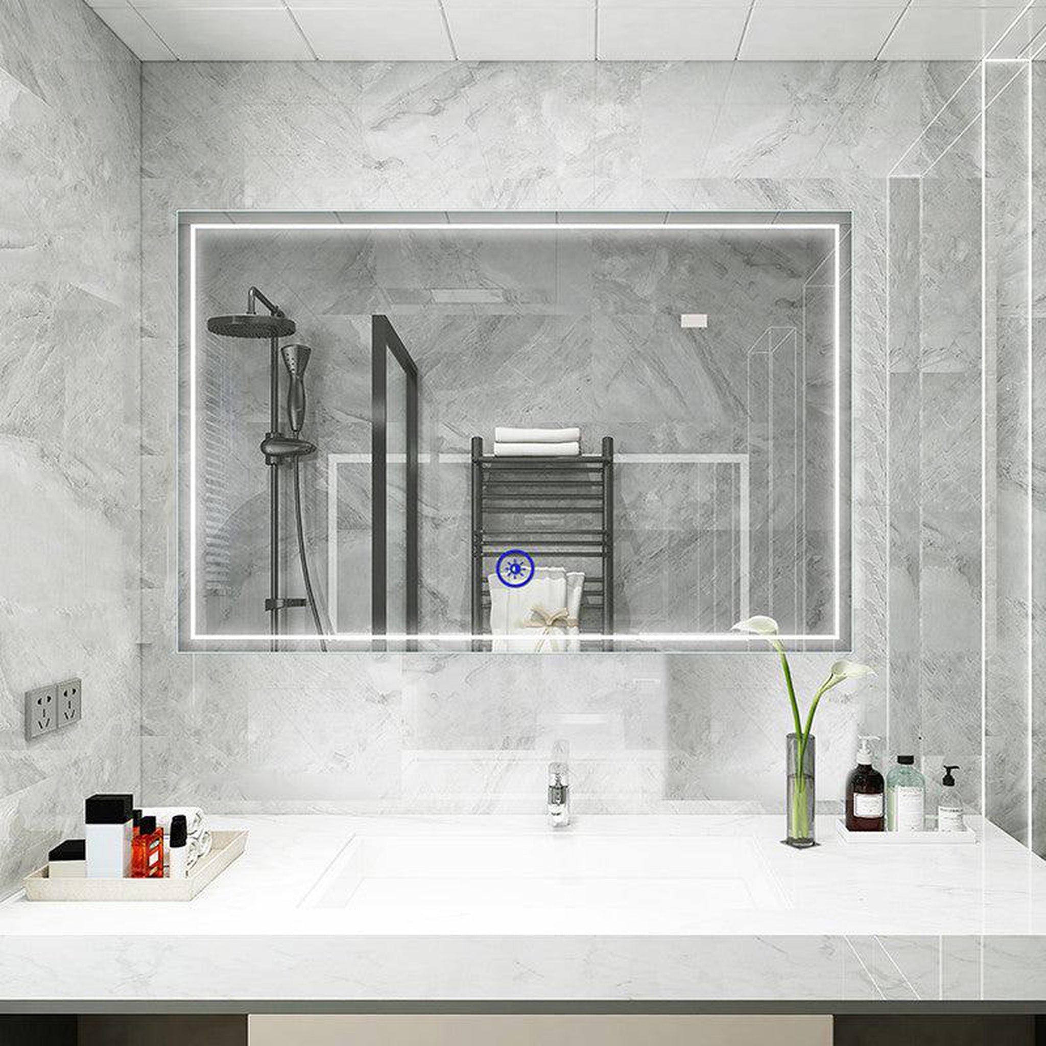 Moreno Bath, Moreno Francisco 47" x 32" Frameless LED Mirror With Cool and Warm Lighting Options