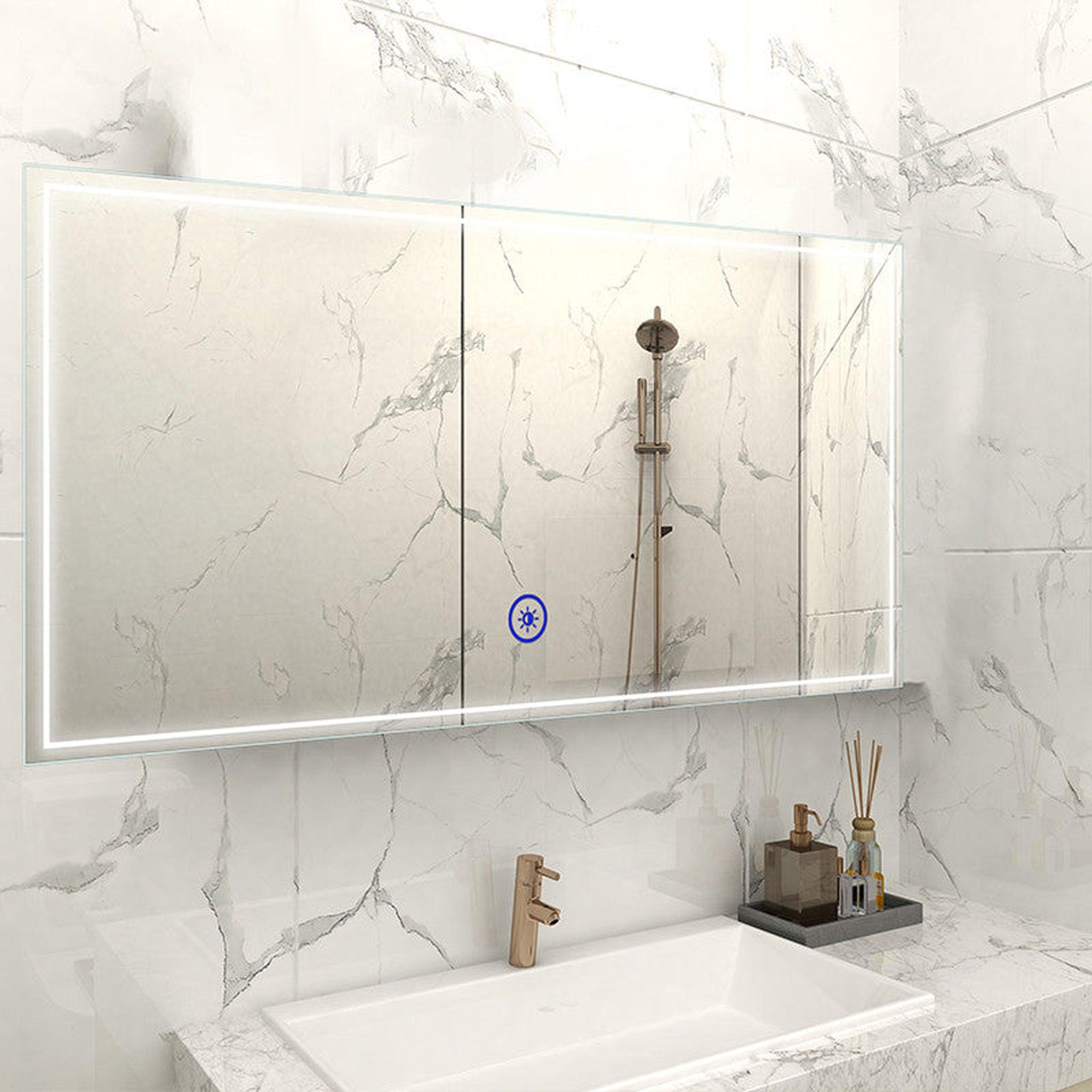 Moreno Bath, Moreno Francisco 68" x 32" Frameless LED Mirror With Cool and Warm Lighting Options