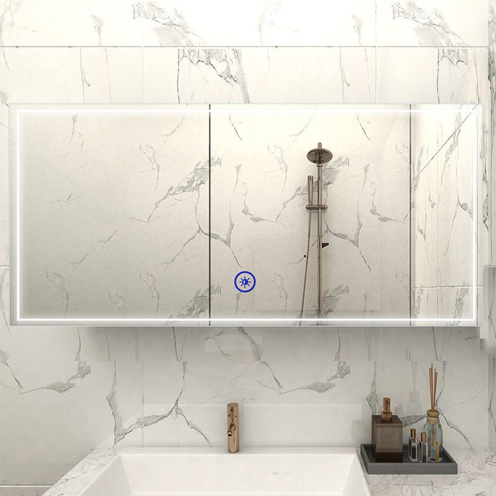 Moreno Bath, Moreno Francisco 68" x 32" Frameless LED Mirror With Cool and Warm Lighting Options