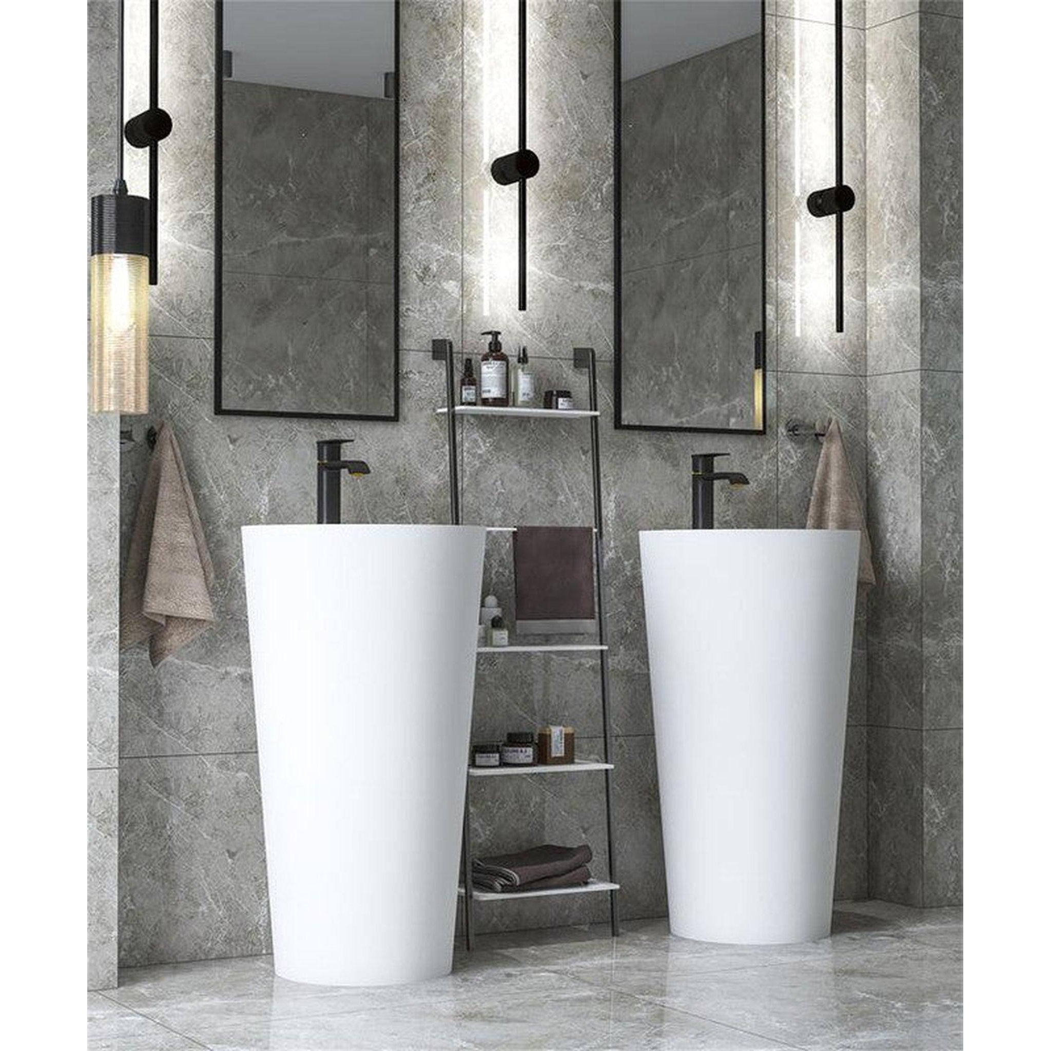 Moreno Bath, Moreno Korela Better Vanity E-P03-2 White Pedestal Sink 2 Sets