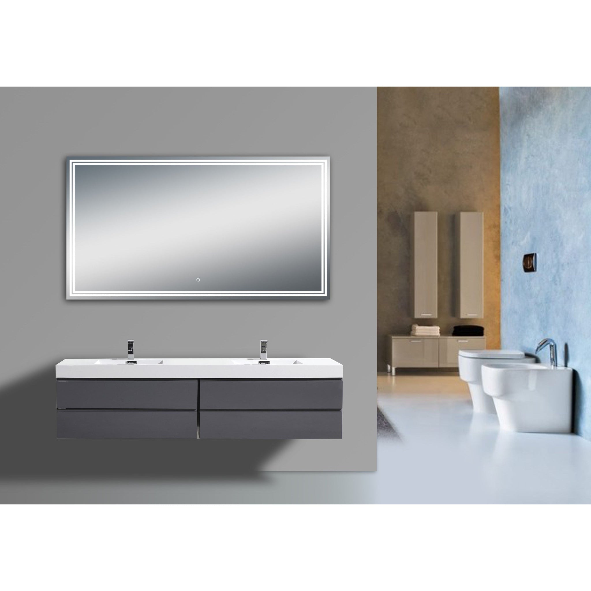 Moreno Bath, Moreno Luna 55" Frameless Polished Edge Back-Lit Led Mirror