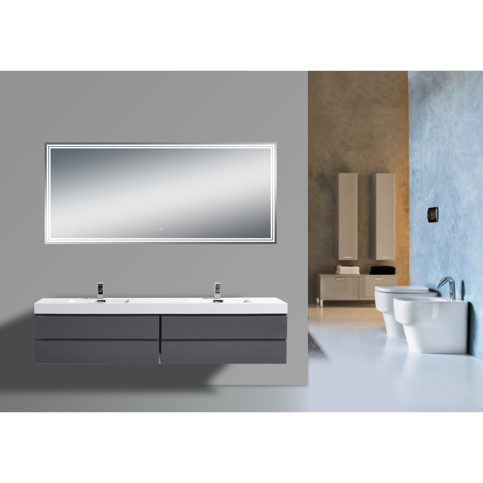 Moreno Bath, Moreno Luna 68" Frameless Polished Edge Back-Lit LED Mirror