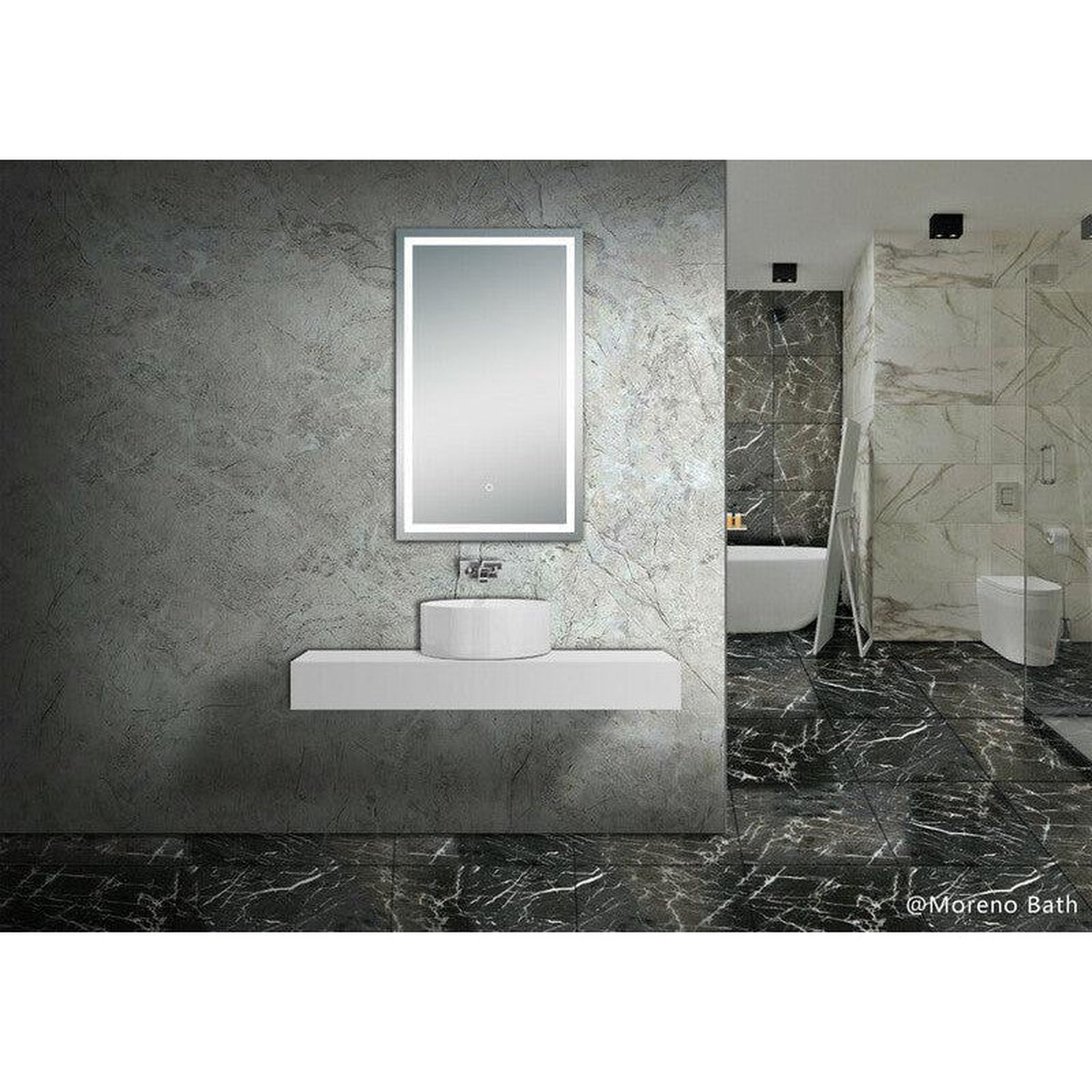 Moreno Bath, Moreno Twinkle 24" x 40" Frameless Polished Edge Frosted Panel LED Mirror