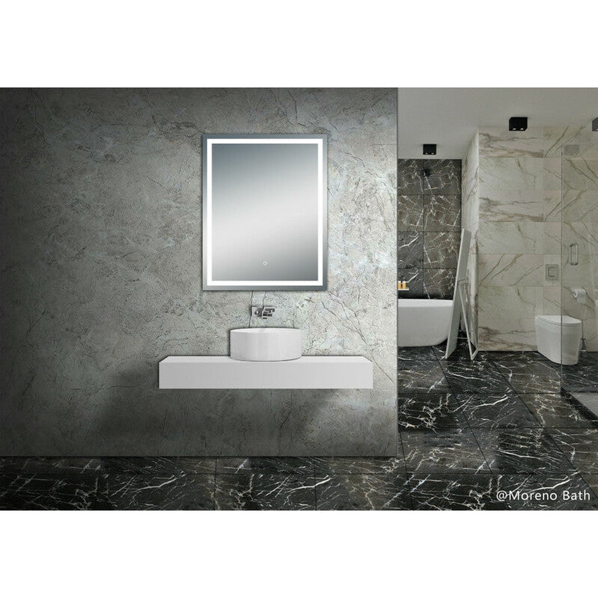 Moreno Bath, Moreno Twinkle 32" x 40" Frameless Polished Edge Frosted Panel LED Mirror