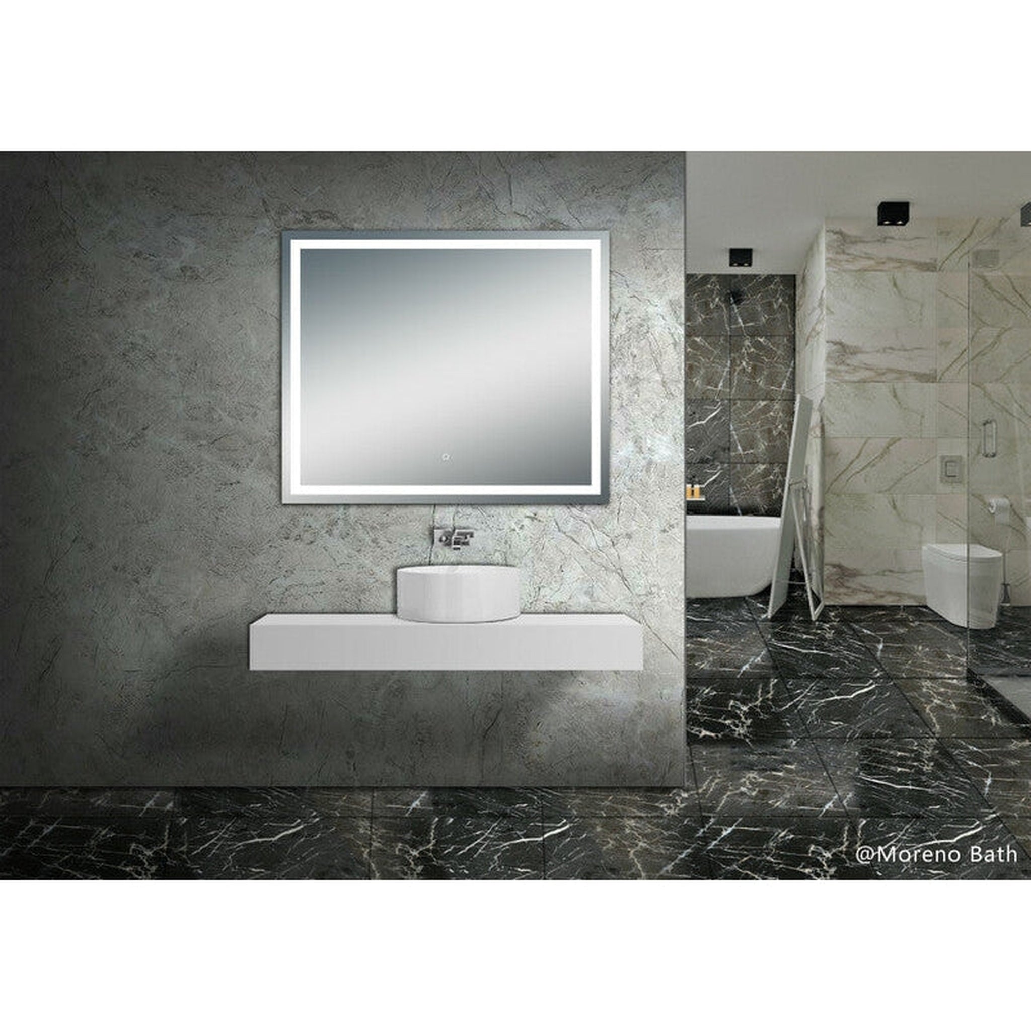 Moreno Bath, Moreno Twinkle 47" x 40" Frameless Polished Edge Frosted Panel LED Mirror